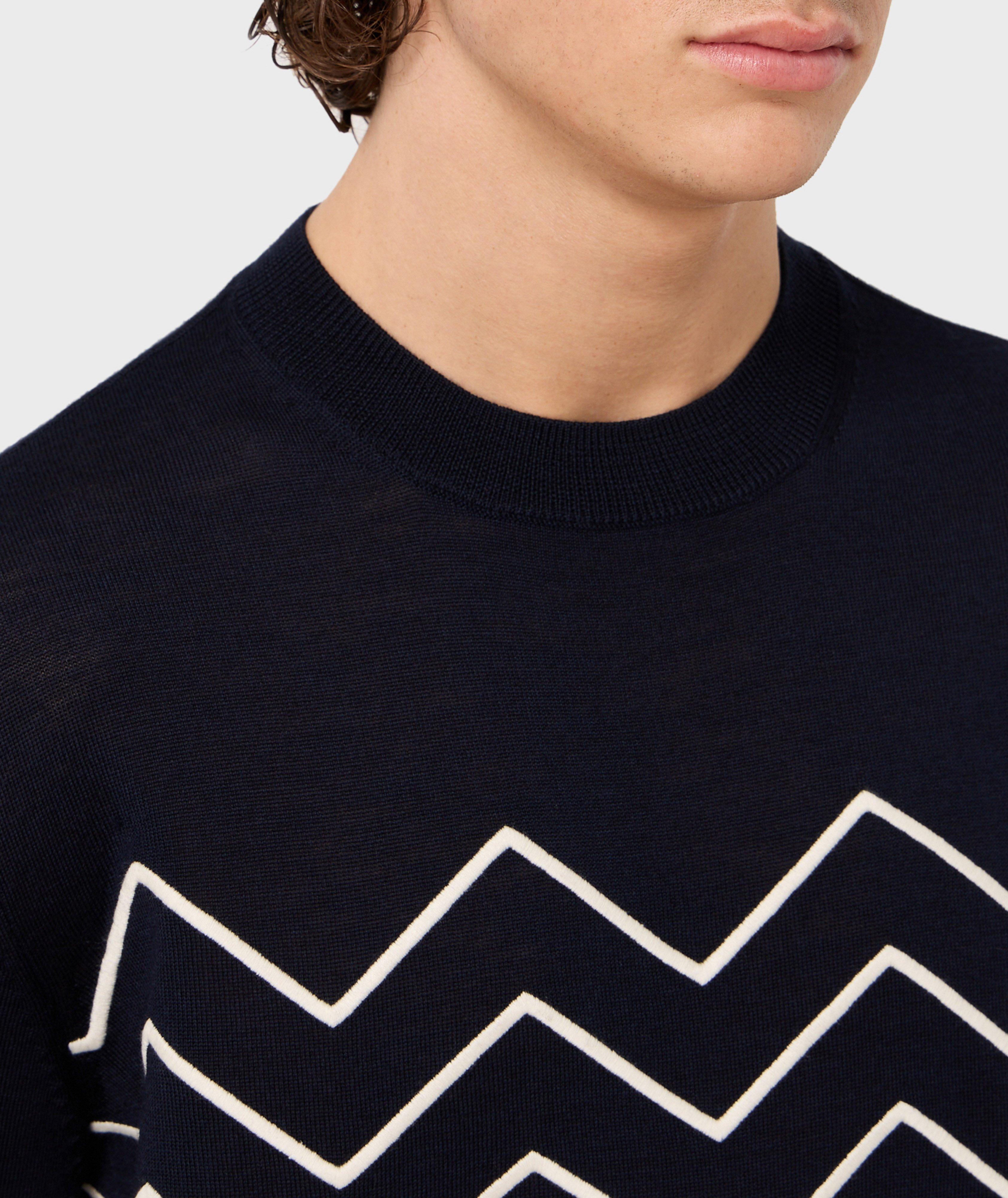 Zigzag Pattern Virgin Wool Crewneck Sweater image 3