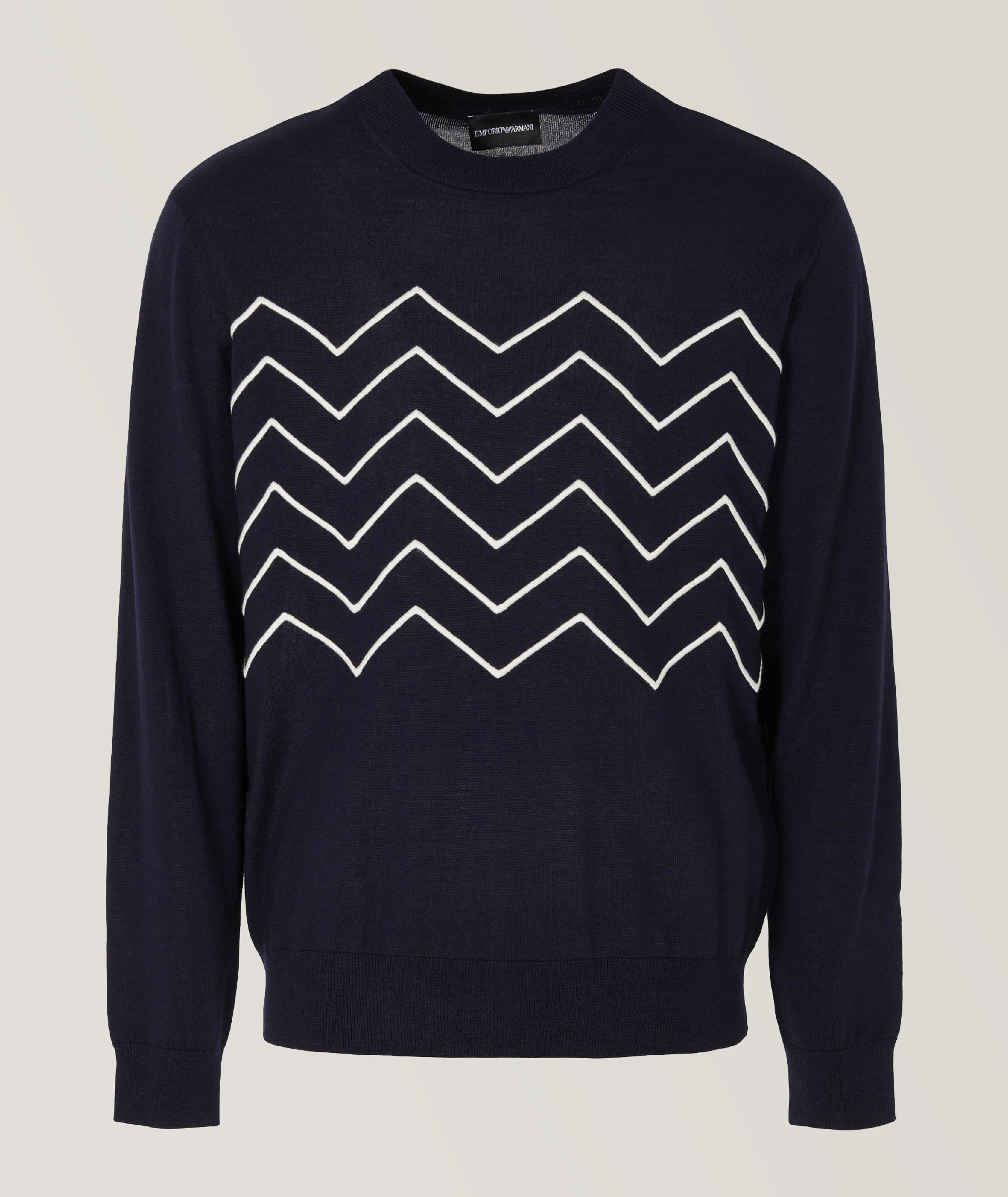 Zigzag Pattern Virgin Wool Crewneck Sweater image 0