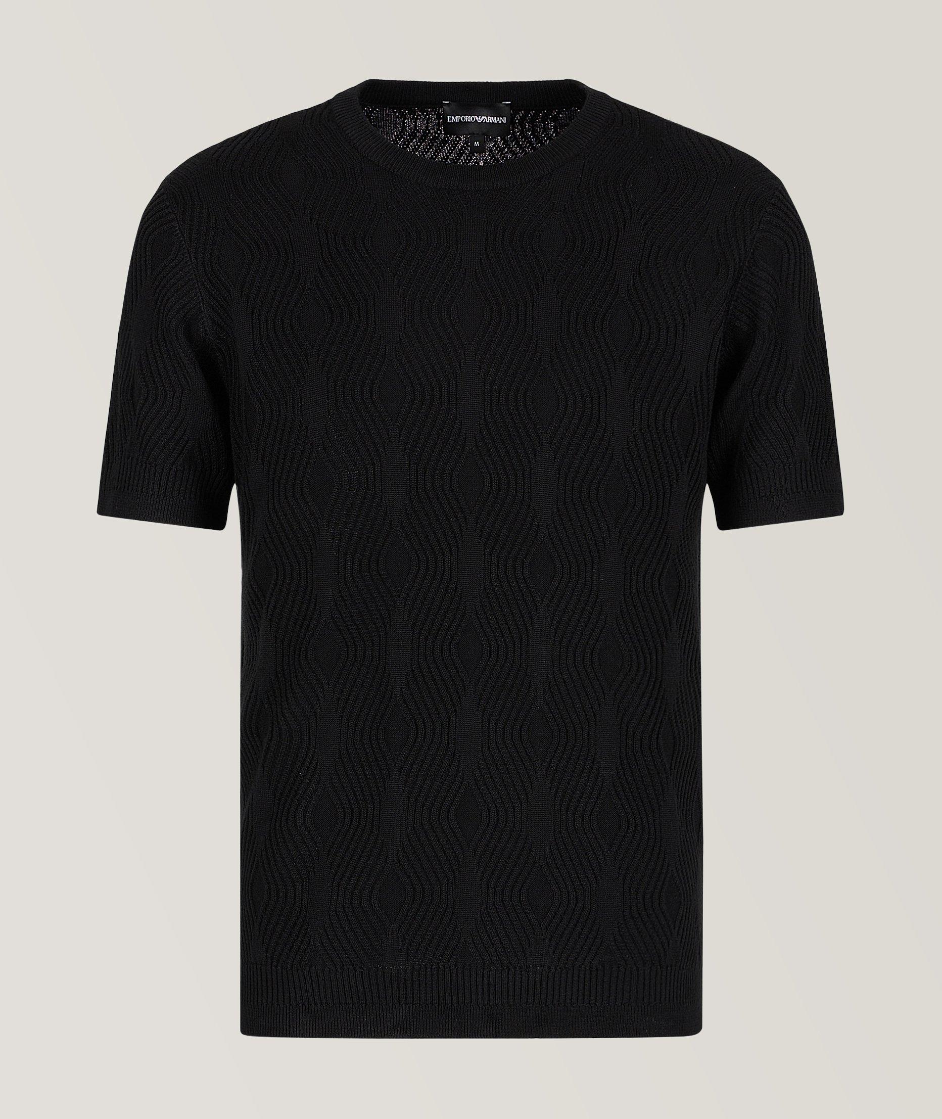 Emporio Armani All-Over Wavy Knit Wool-Blend Shirt | Sweaters & Knits ...