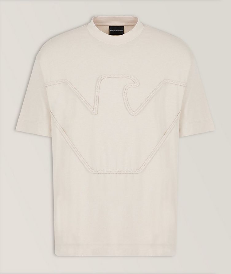 Raised Cord Effect Logo Cotton T-Shirt image 0