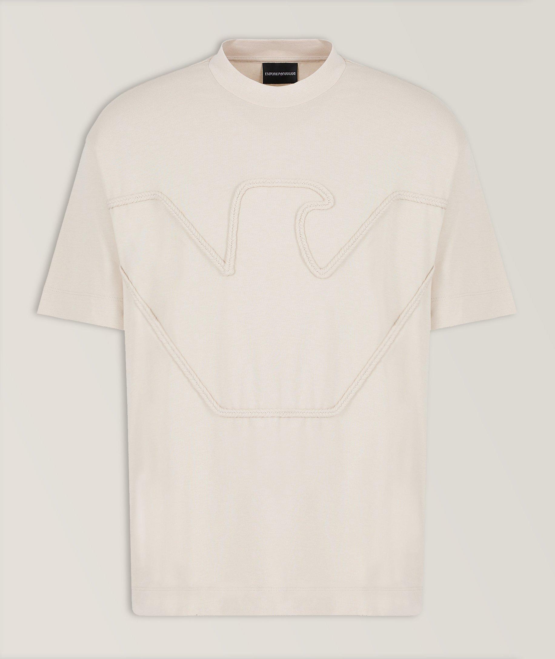 Raised Cord Effect Logo Cotton T-Shirt image 0