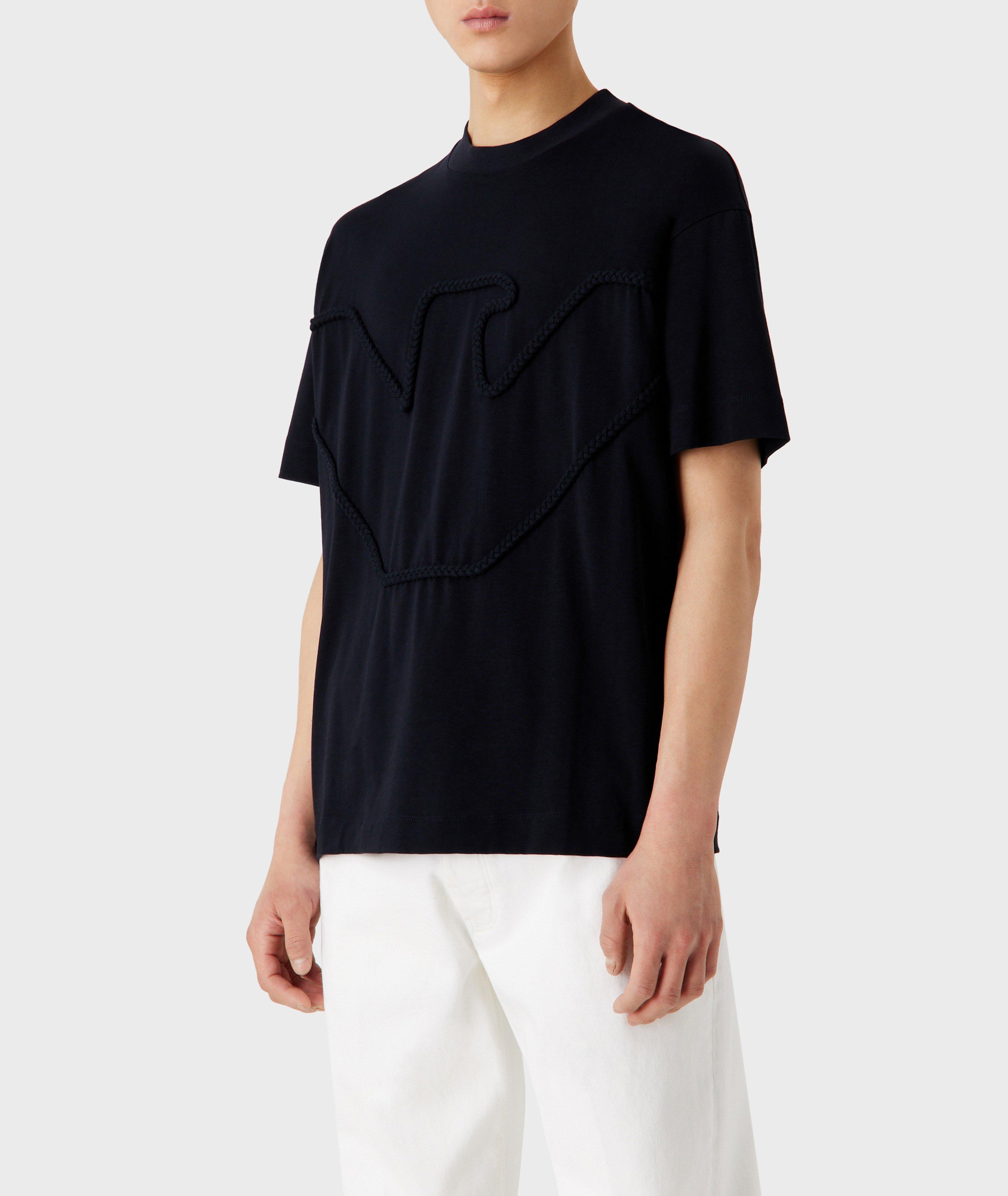 Raised Cord Effect Logo Cotton T-Shirt image 1