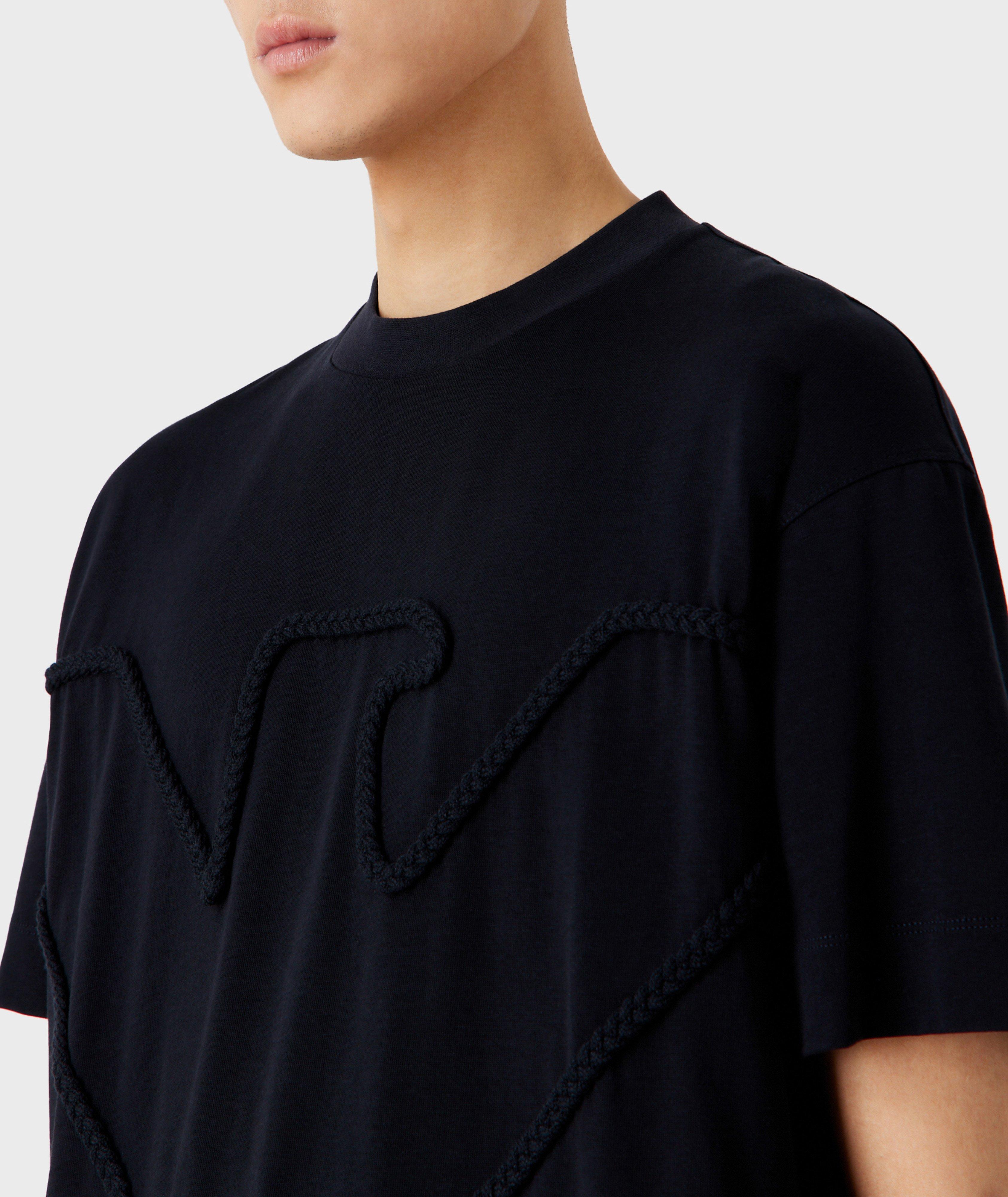 Raised Cord Effect Logo Cotton T-Shirt image 3