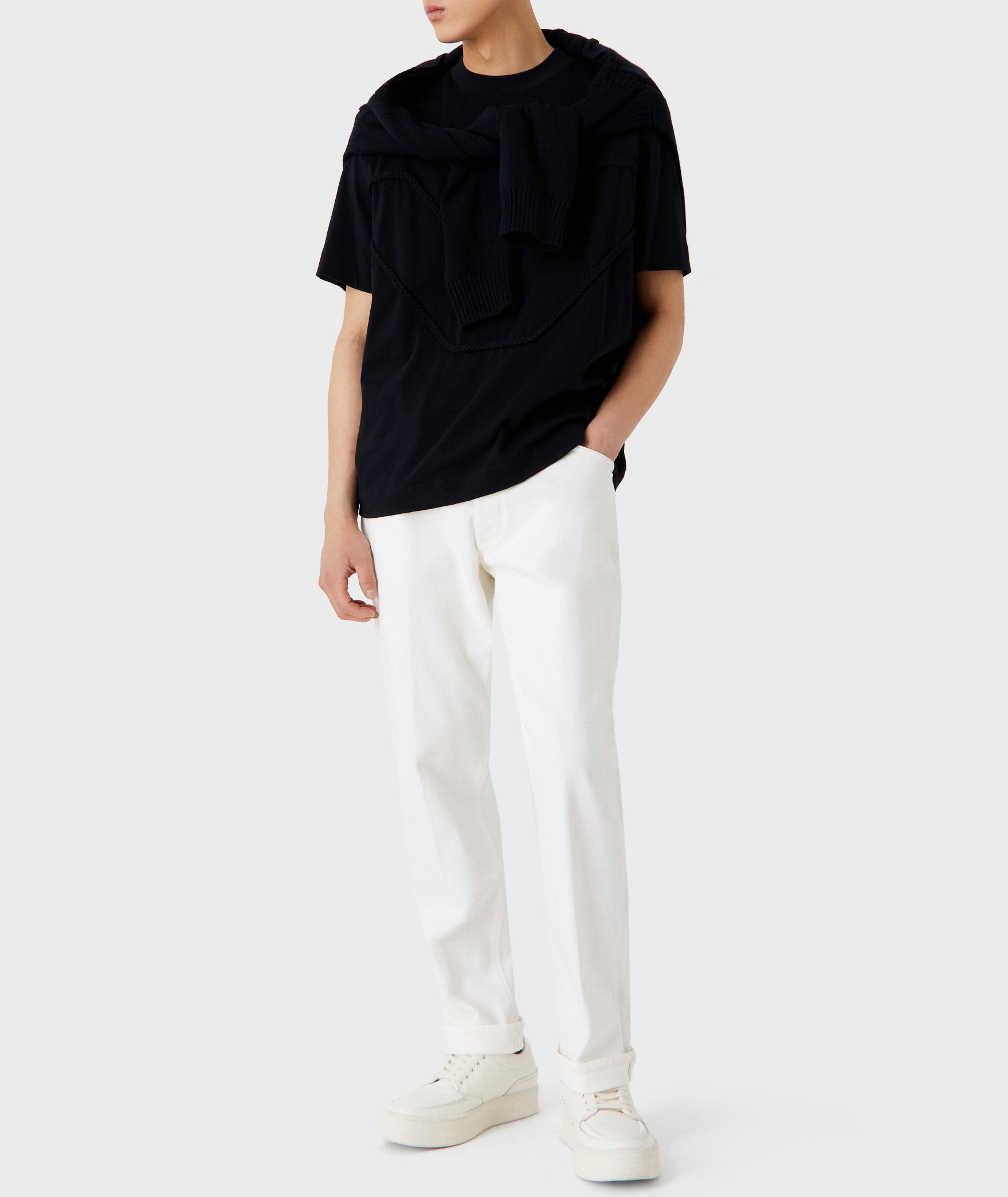 Raised Cord Effect Logo Cotton T-Shirt image 4