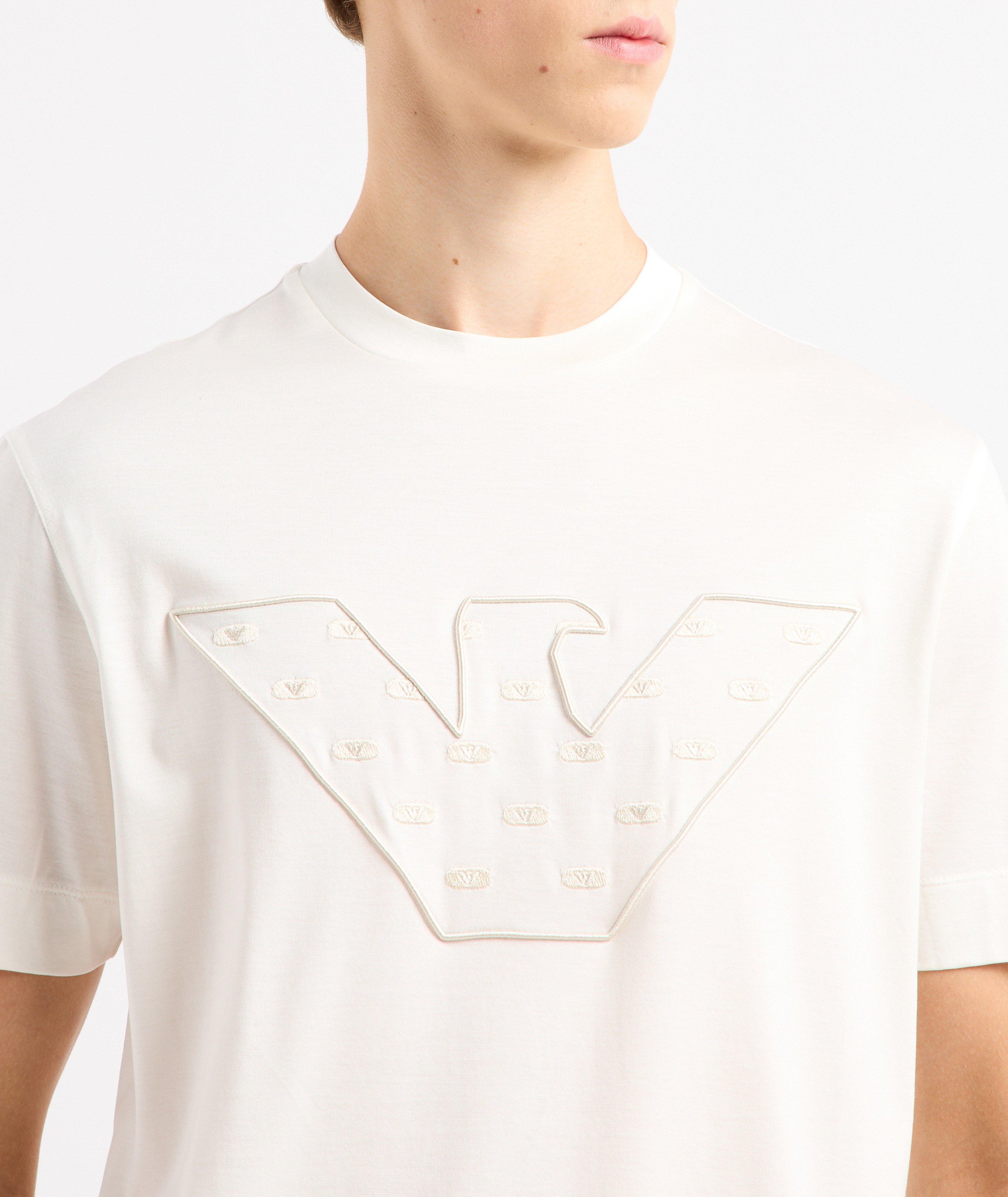 Tonal Embroidered Logo Lyocell-Cotton T-Shirt image 3