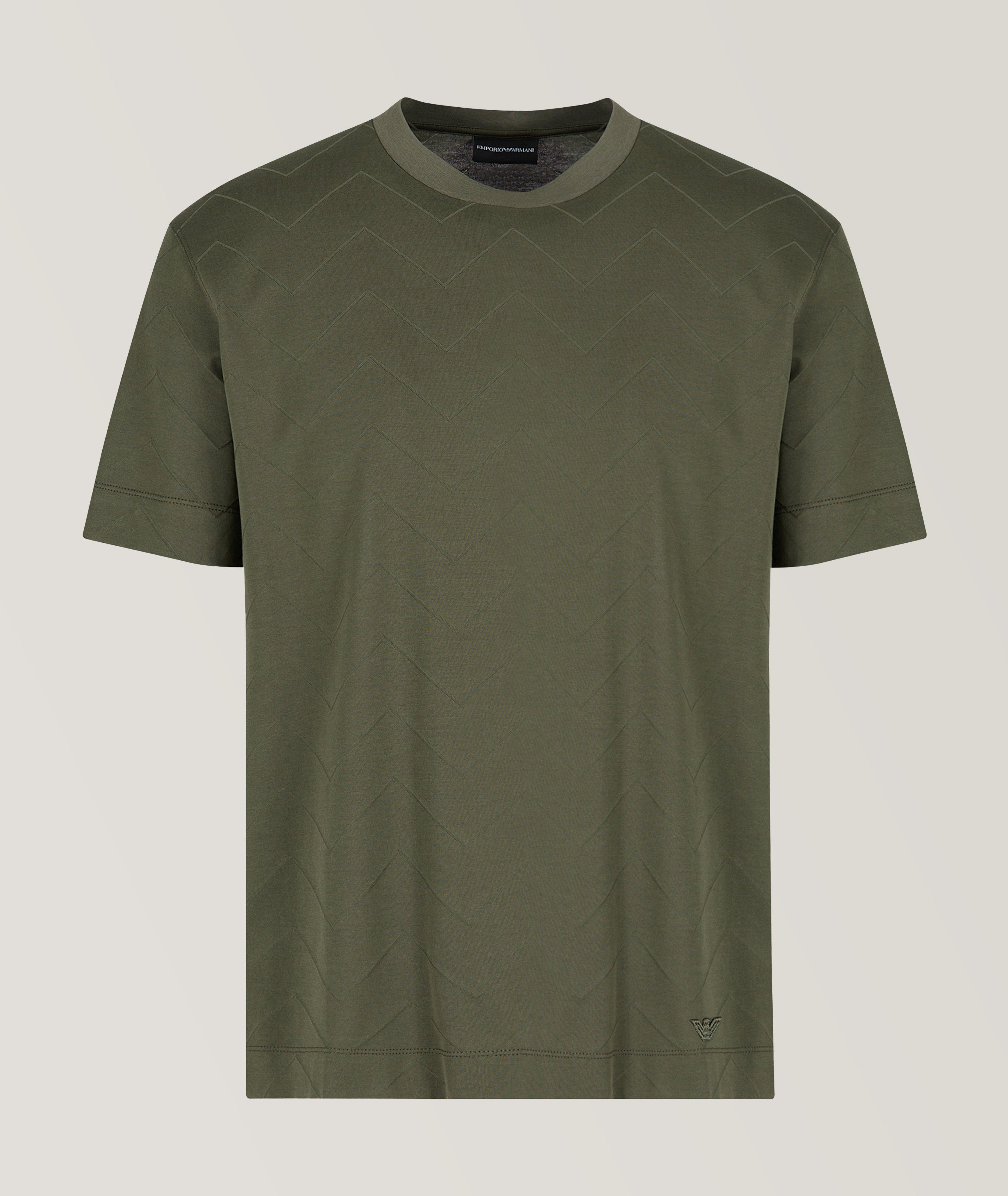 Emporio Armani All-Over Jacquard Motif Cotton T-Shirt