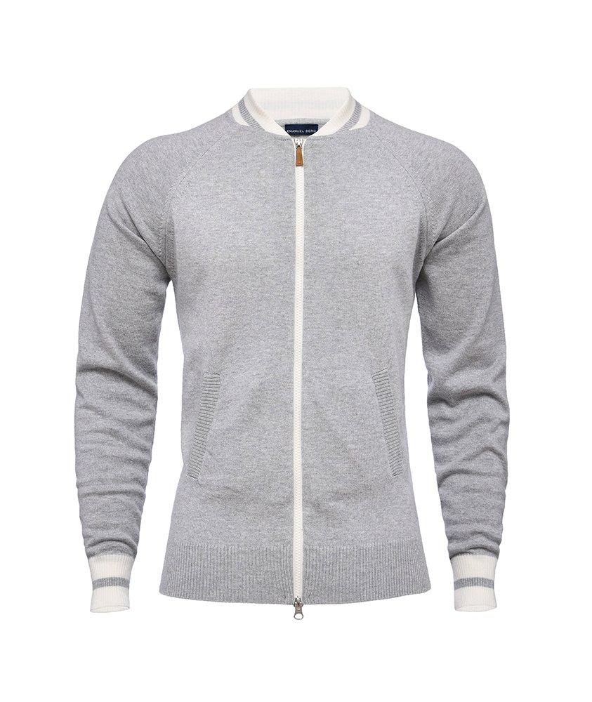 Full-Zip Merino Wool-Cotton Sweater image 0