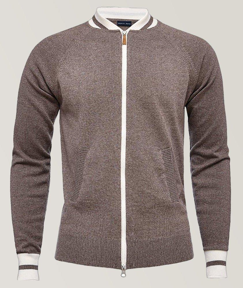 Full-Zip Merino Wool-Cotton Sweater image 0