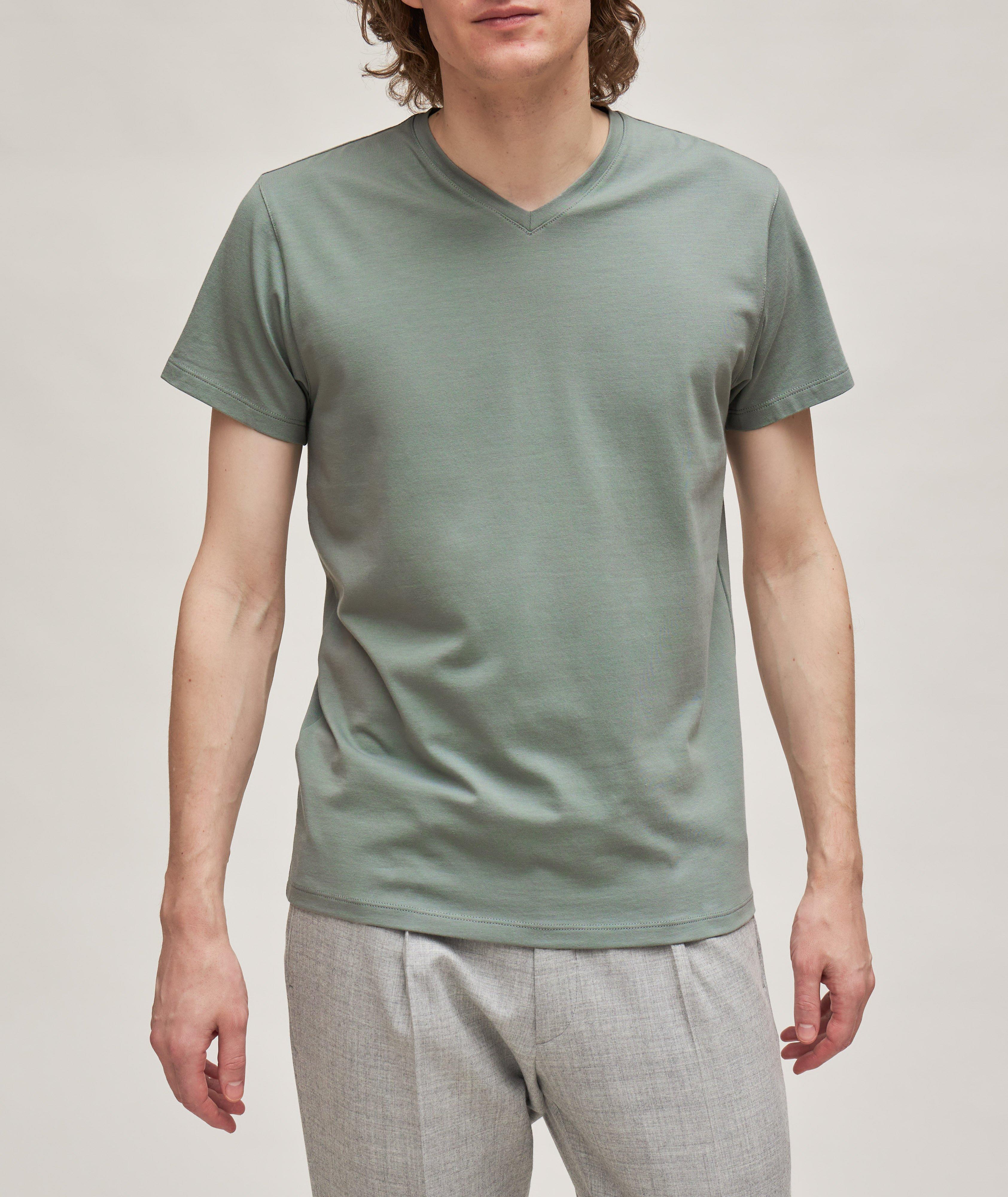 Solid Pima Cotton-Stretch V-Neck T-Shirt image 1