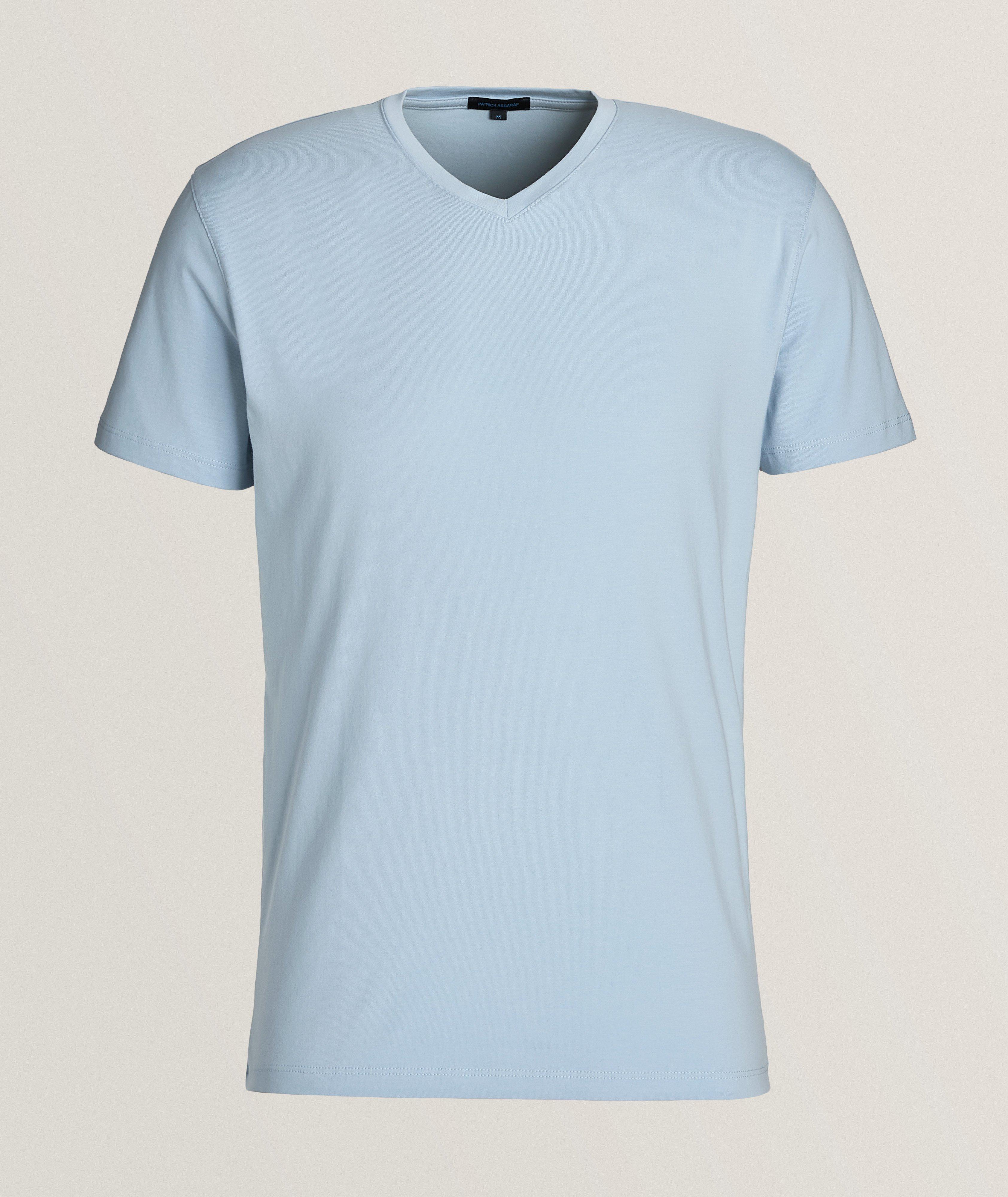 Solid Pima Cotton-Stretch V-Neck T-Shirt image 0