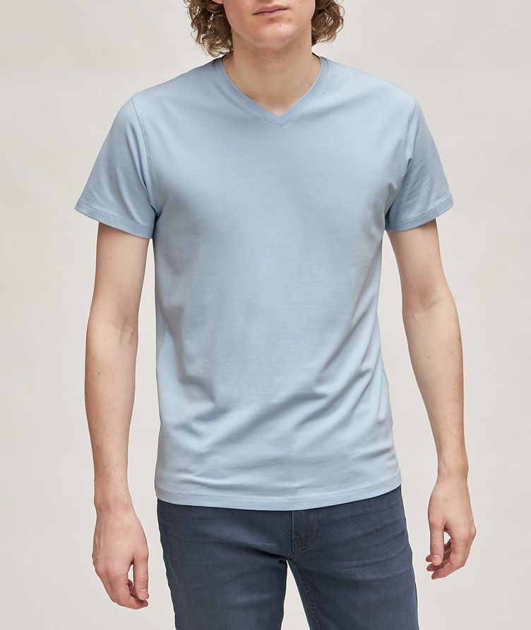 Solid Pima Cotton-Stretch V-Neck T-Shirt image 1