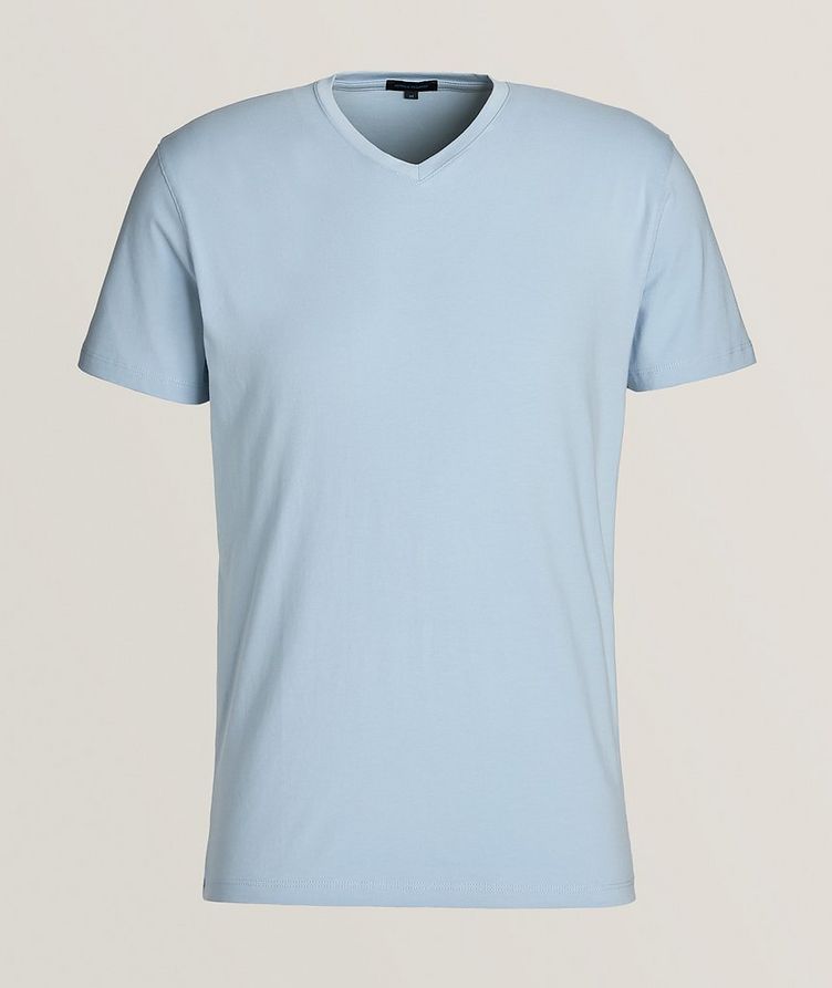 Solid Pima Cotton-Stretch V-Neck T-Shirt image 0
