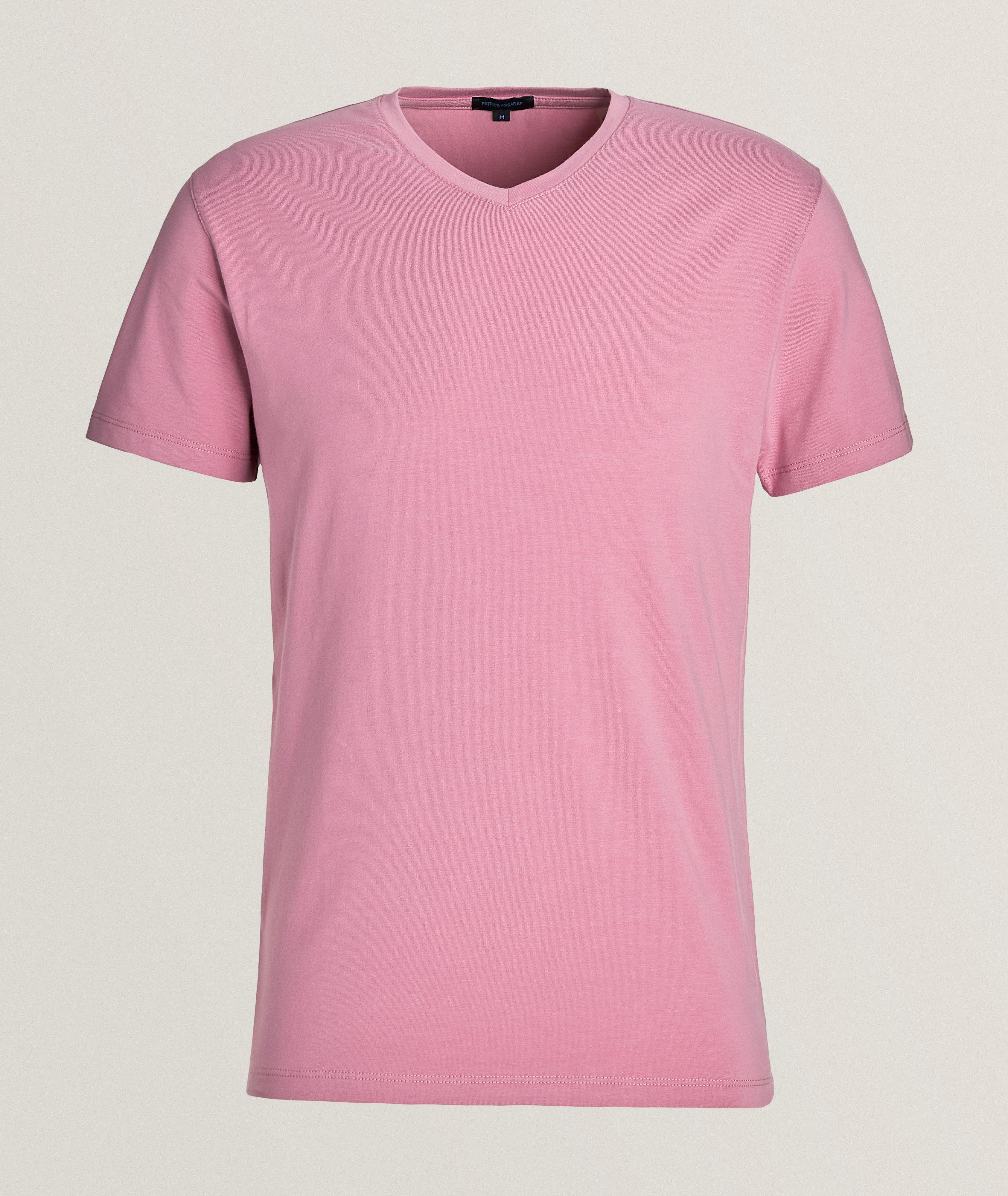 T-shirt en coton pima extensible à encolure en V image 0