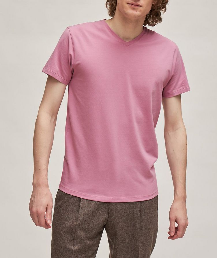 T-shirt en coton pima extensible à encolure en V image 1