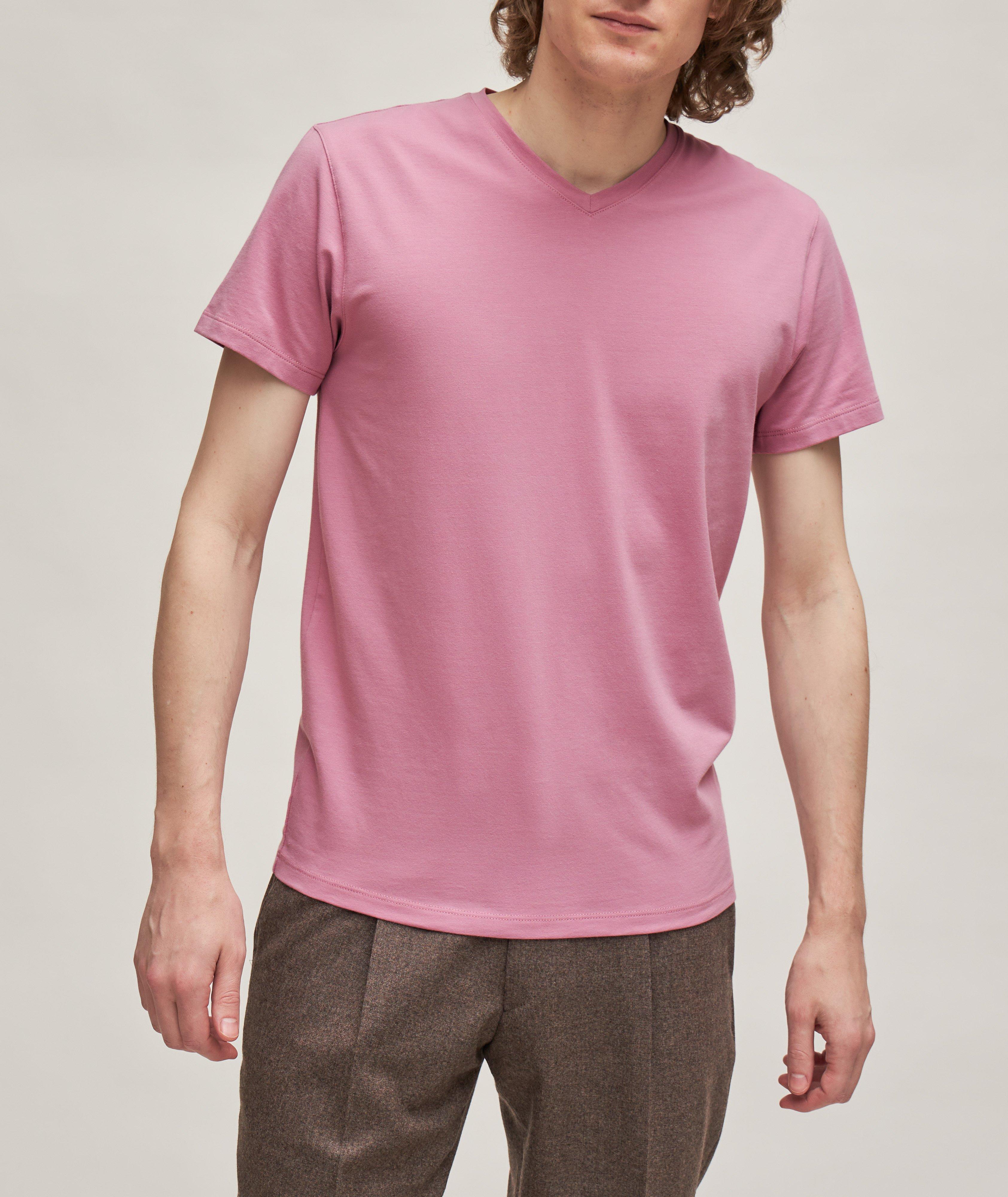 Solid Pima Cotton-Stretch V-Neck T-Shirt image 1