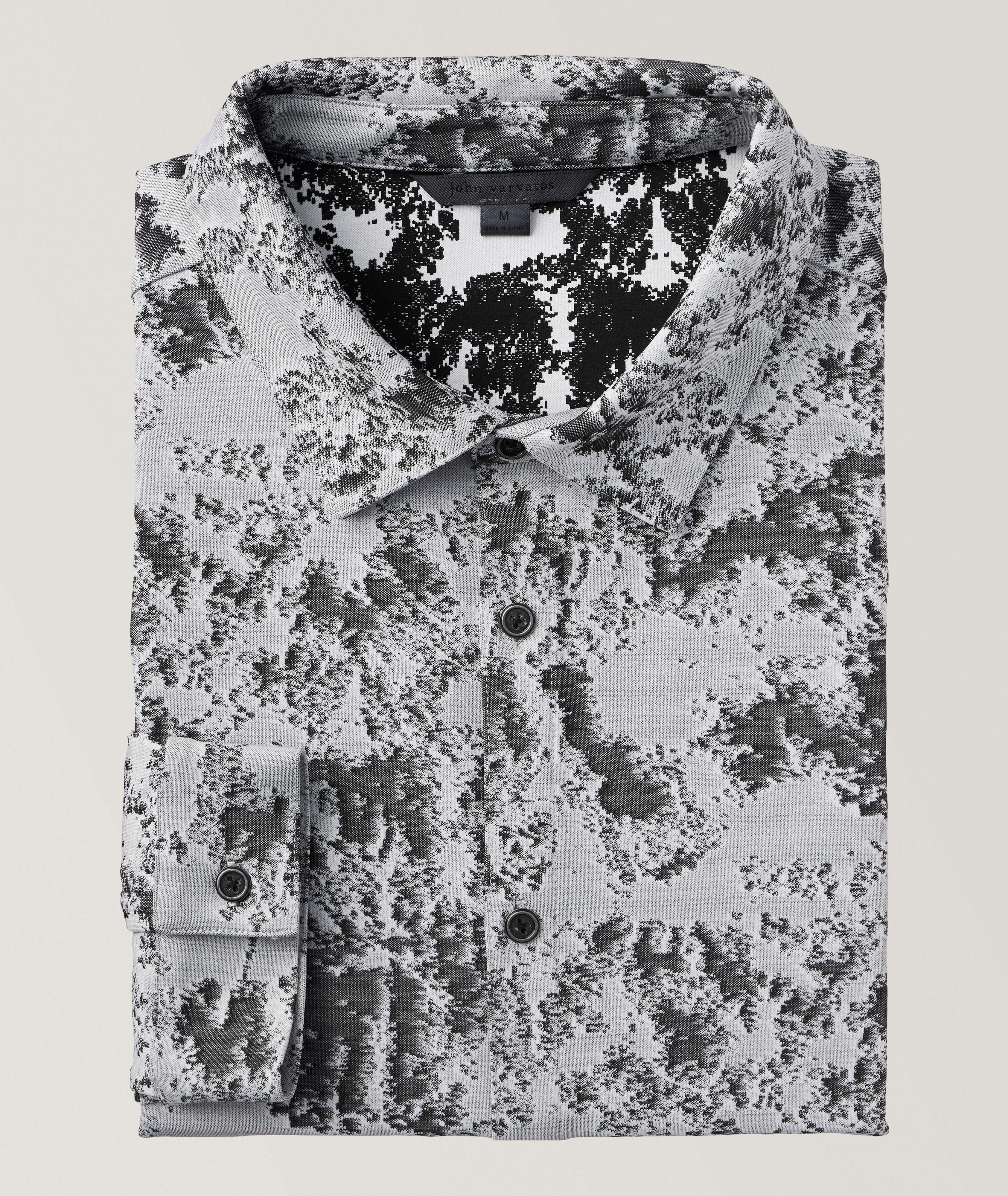 Distressed Print Stretch-Fabric Sport Shirt  image 0