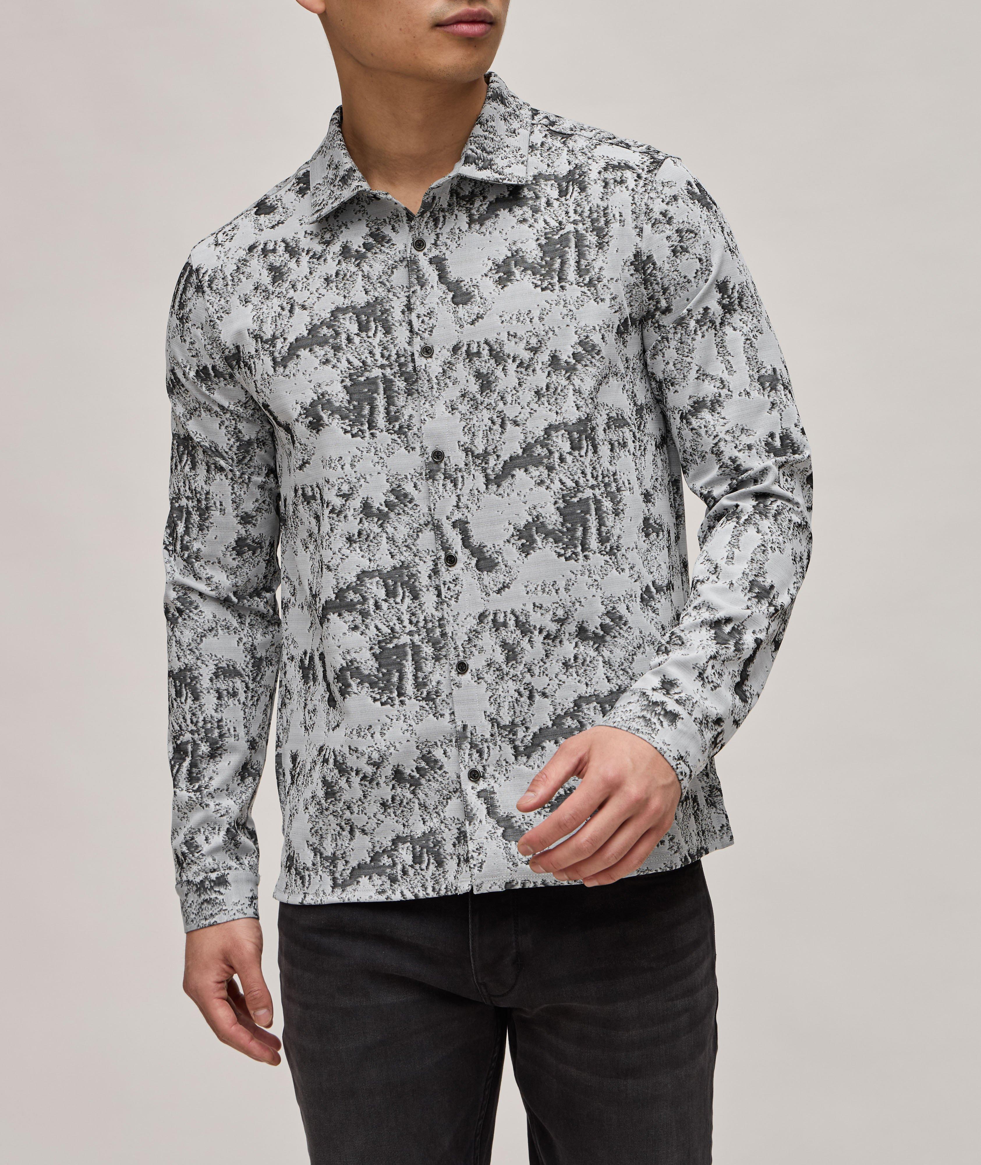 Distressed Print Stretch-Fabric Sport Shirt  image 1