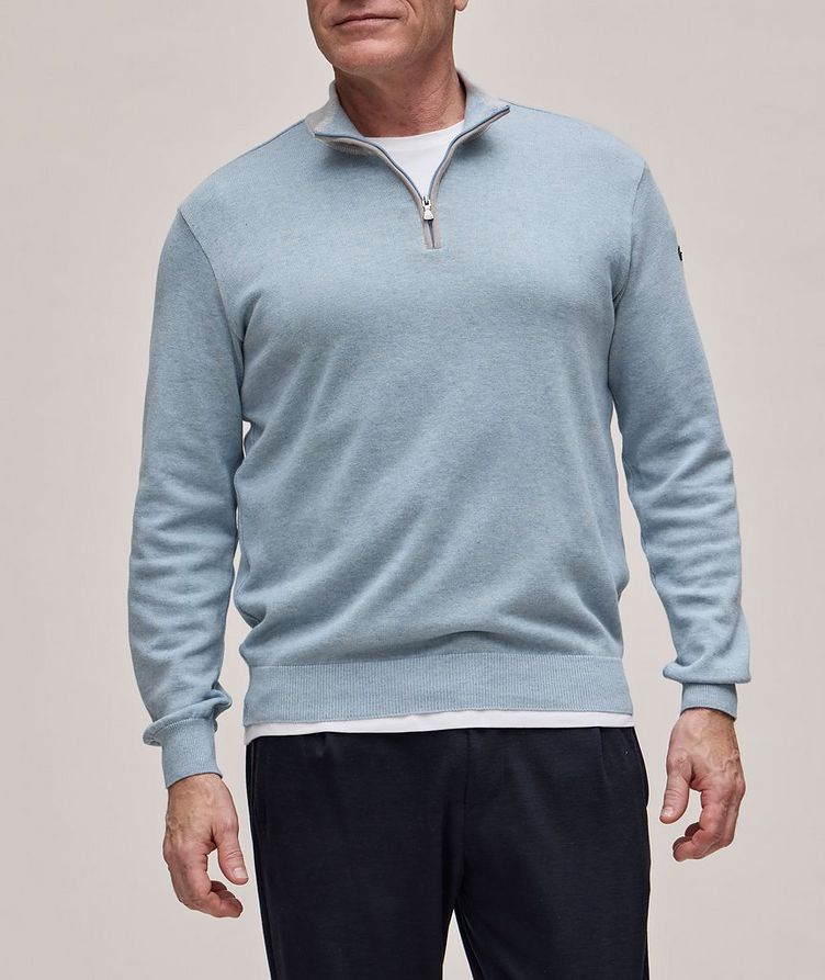 Knit Quarter-Zip Cotton-Cashmere Sweater image 1