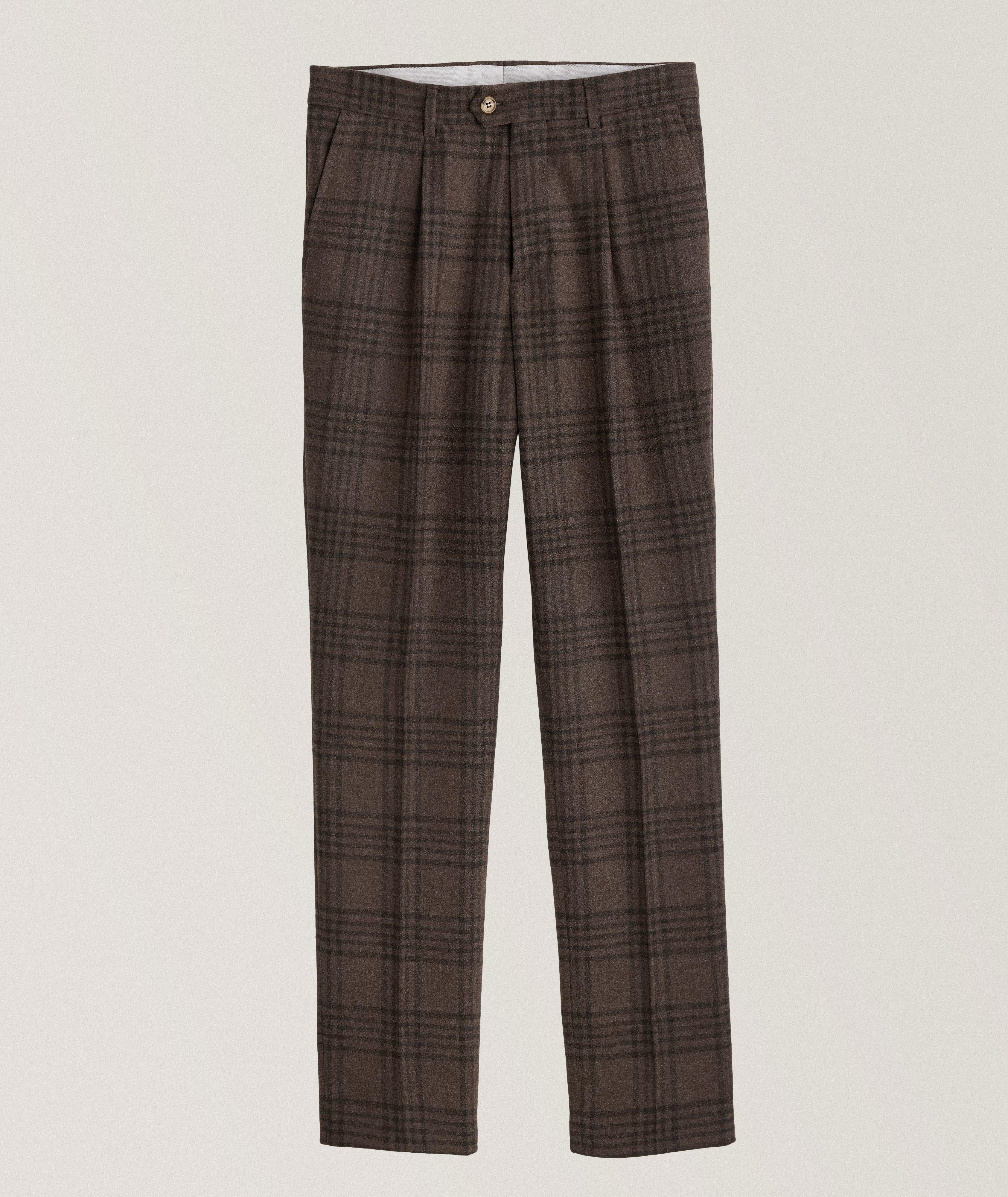 Checkered Wool, Silk & Cashmere Dress Pants image 0