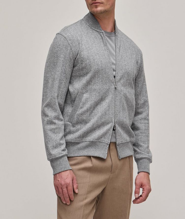 Pinstripe Cashmere-Cotton Terry Sweater image 1