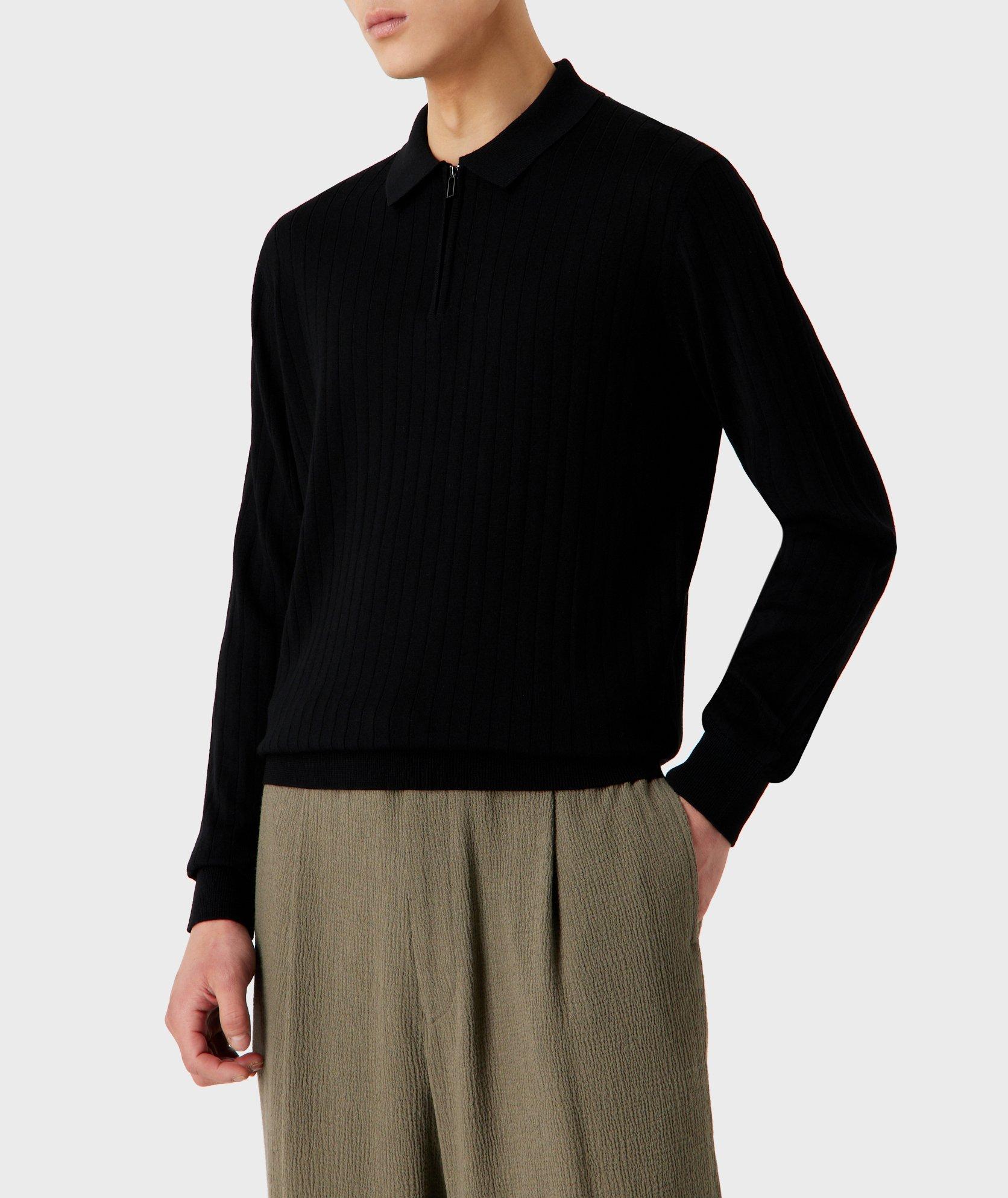 Ribbed Knit Quarter Zip Polo image 1