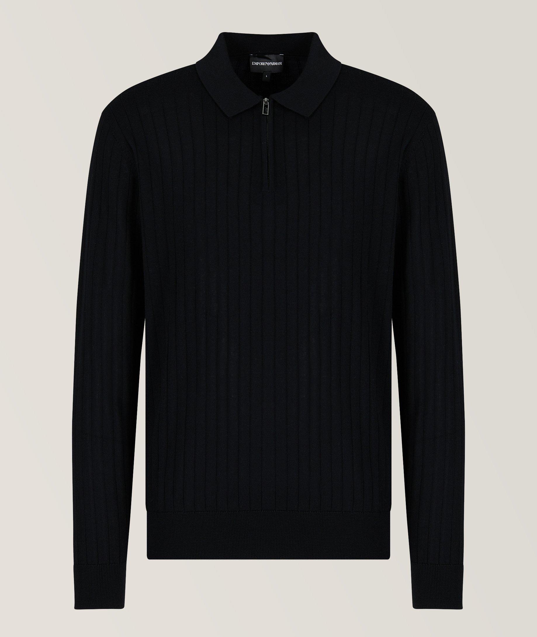 Ribbed Knit Quarter Zip Polo image 0