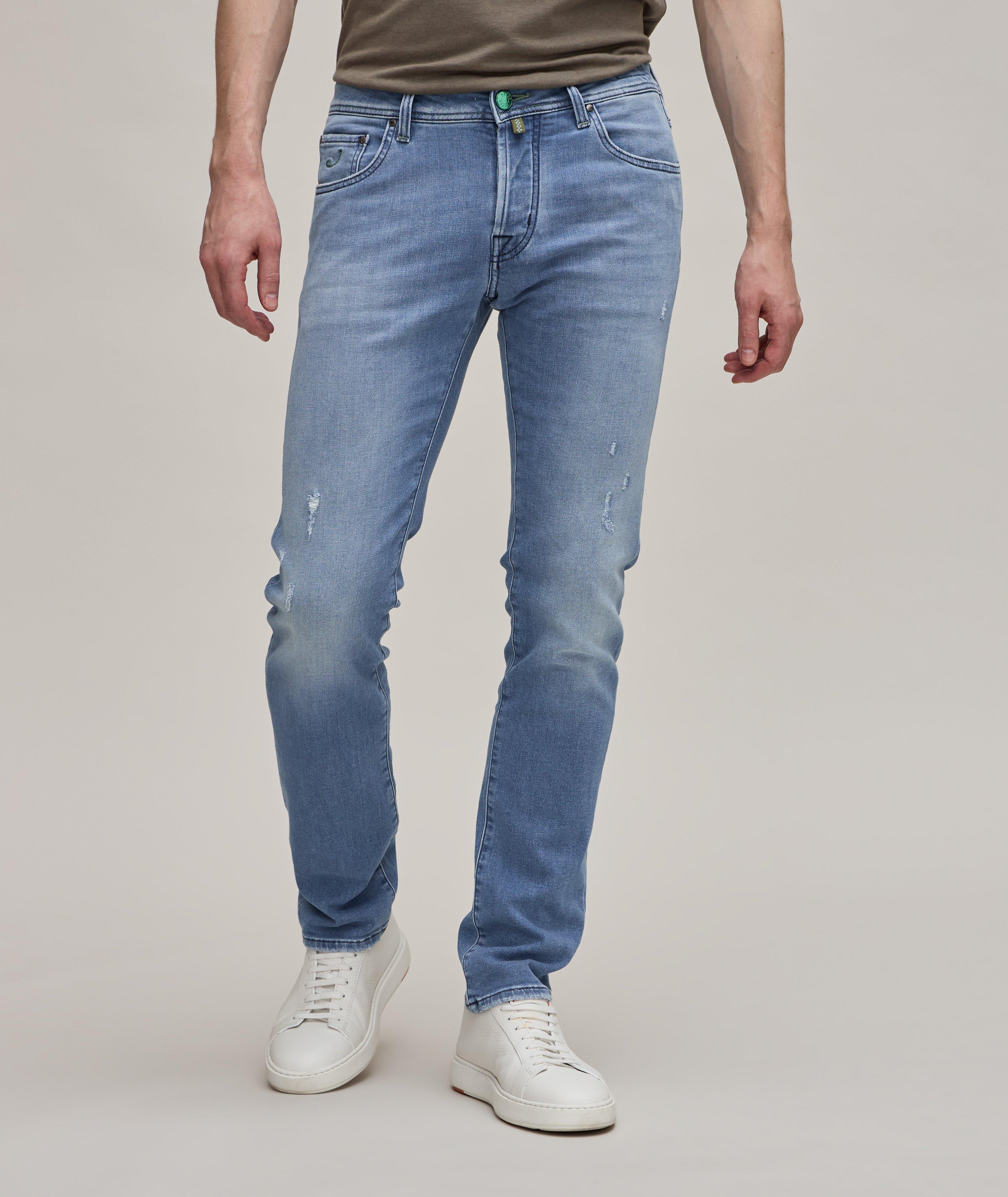 Nick Super Slim Distressed Stretch-Cotton Blend Jeans