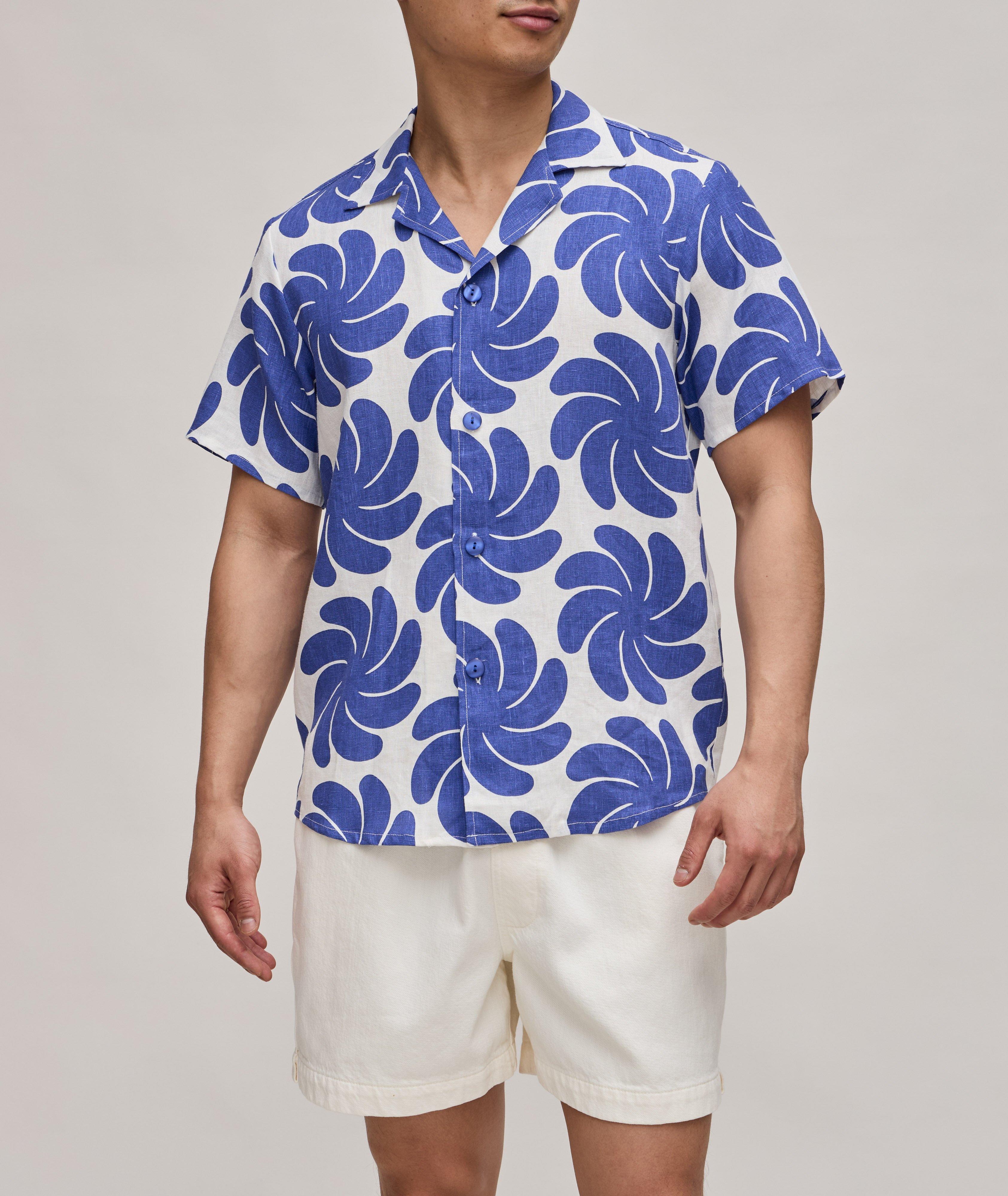 Chemise décontractée en lin à motif ondulé image 1