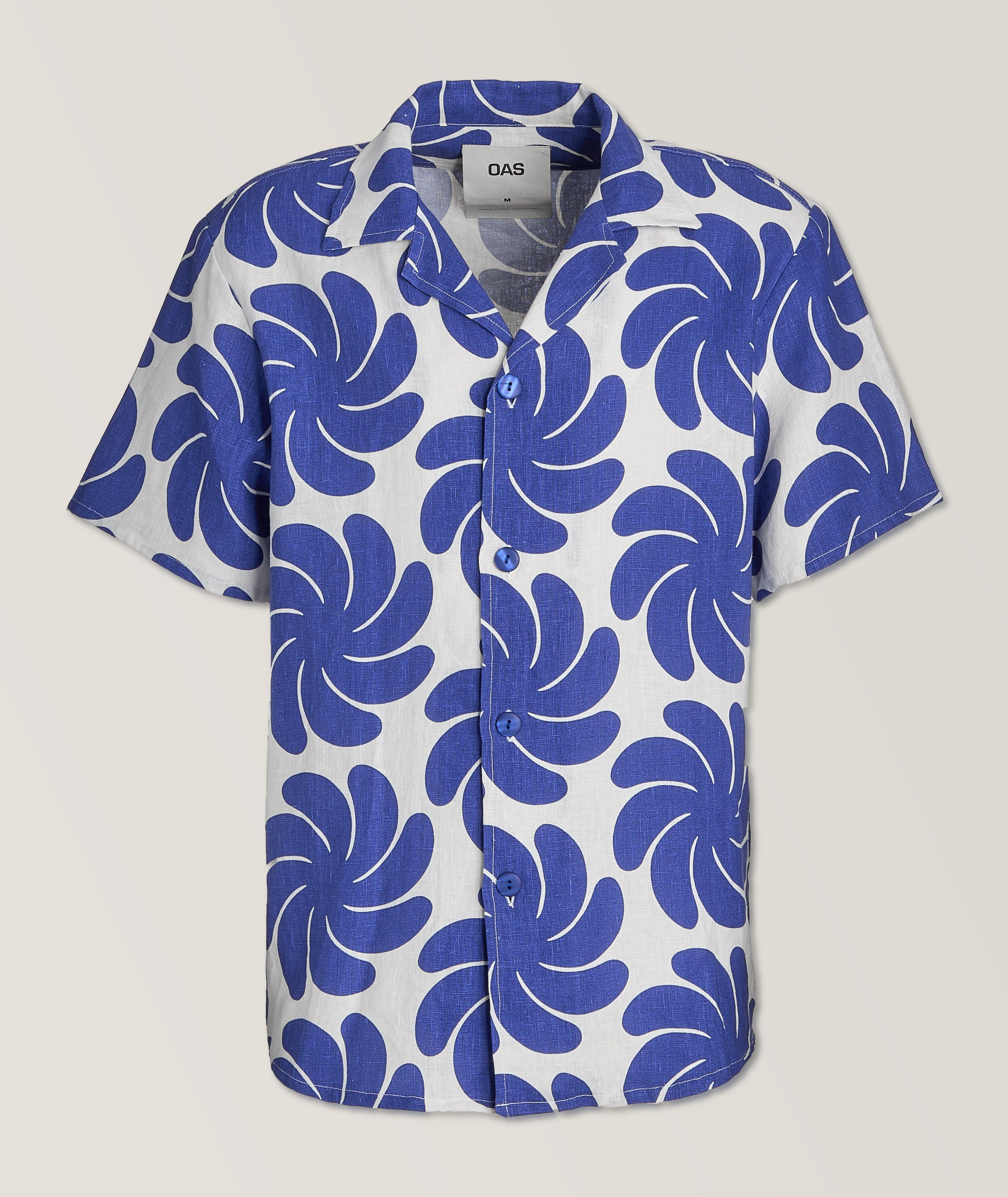 Chemise décontractée en lin à motif ondulé image 0