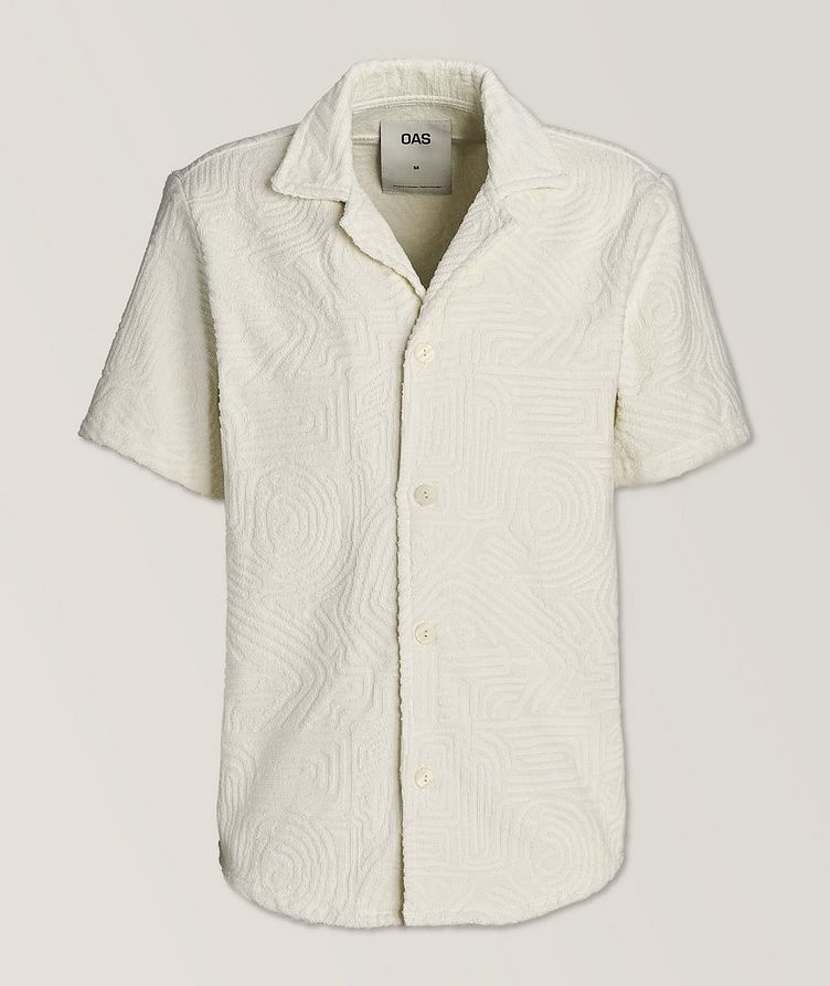 Chemise en coton bouclé à col cubain et à motif ondulé image 0