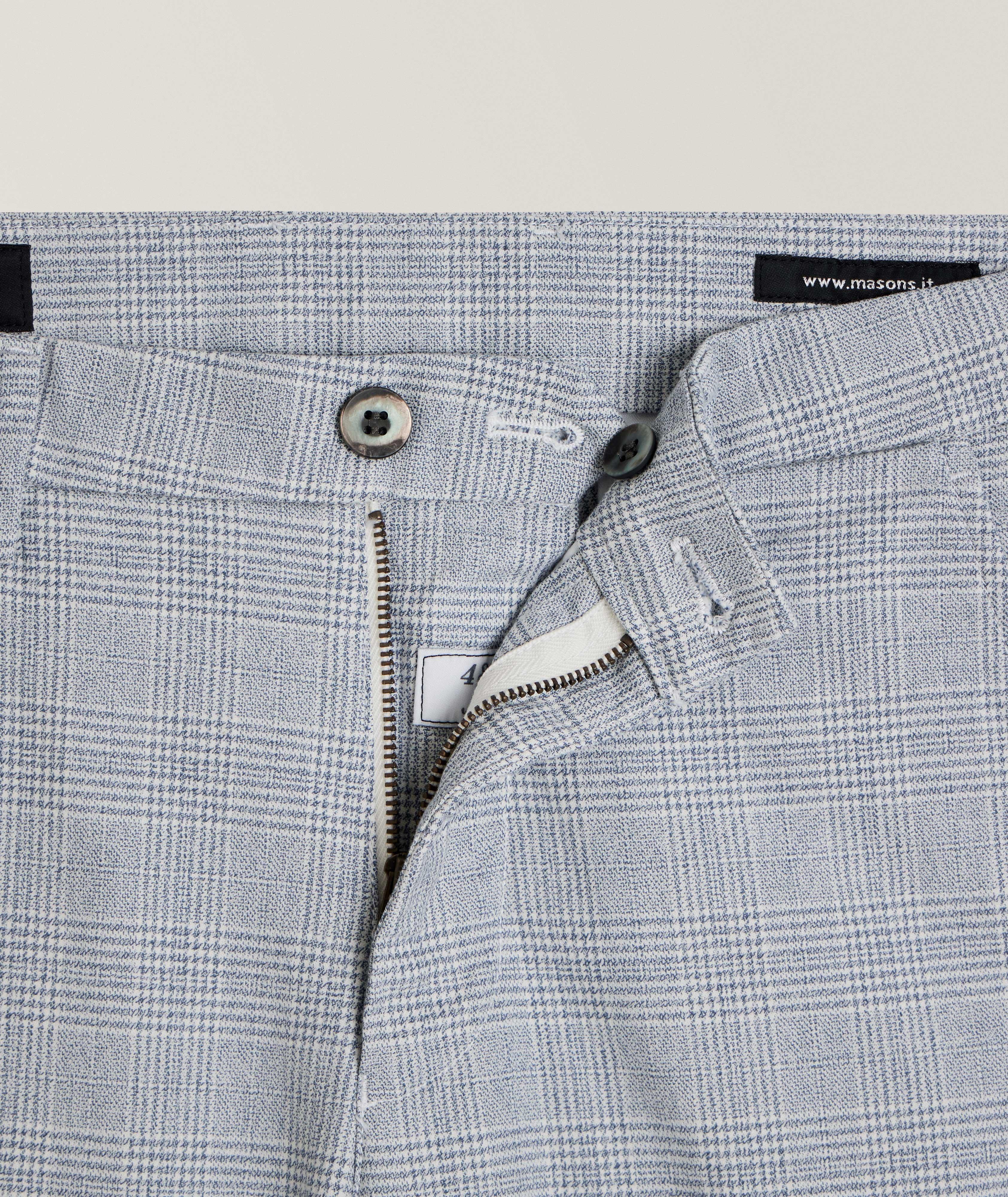 Torino Glen Check Twill Stretch-Cotton Chinos