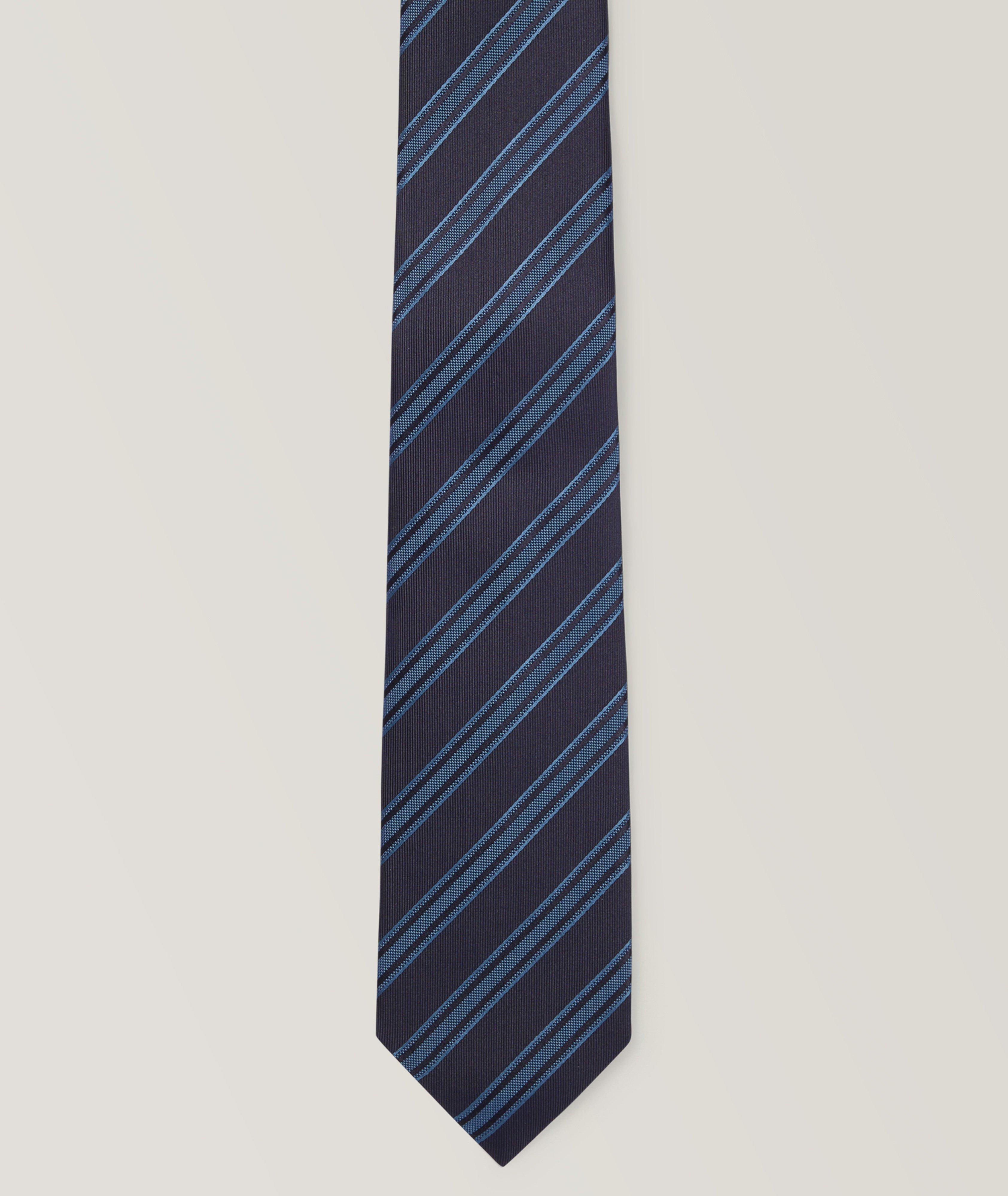 Striped Jacquard Silk Tie image 0