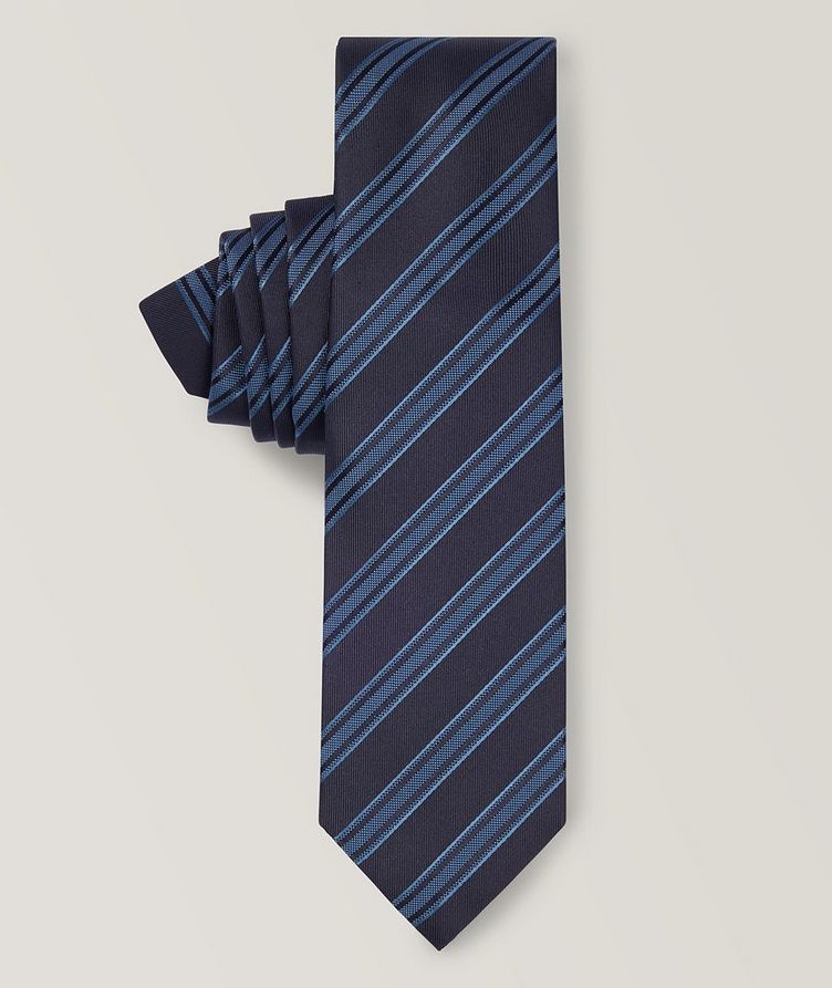Striped Jacquard Silk Tie image 1