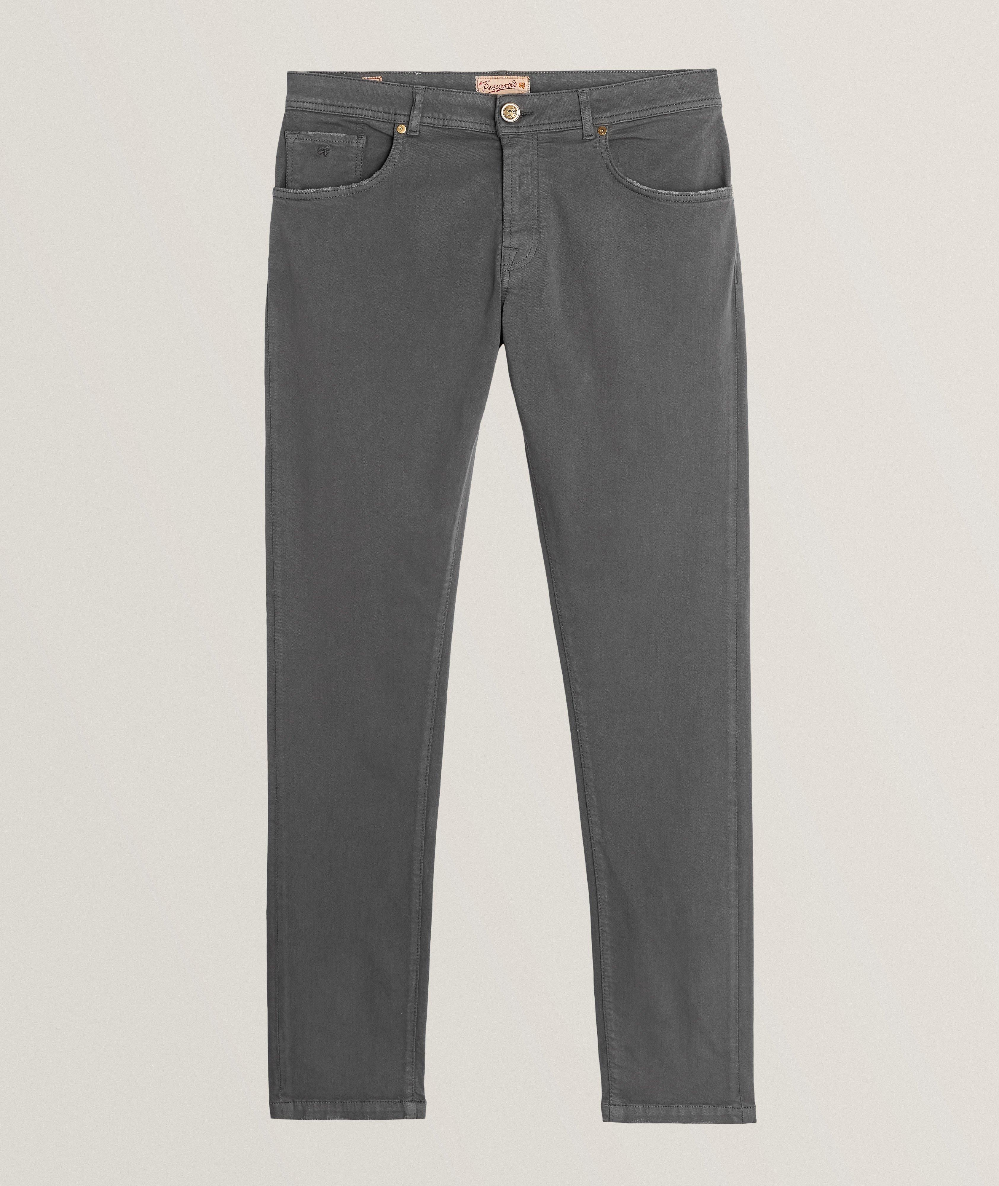 5-Pocket Style Vintage Washed Stretch-Cotton Jeans