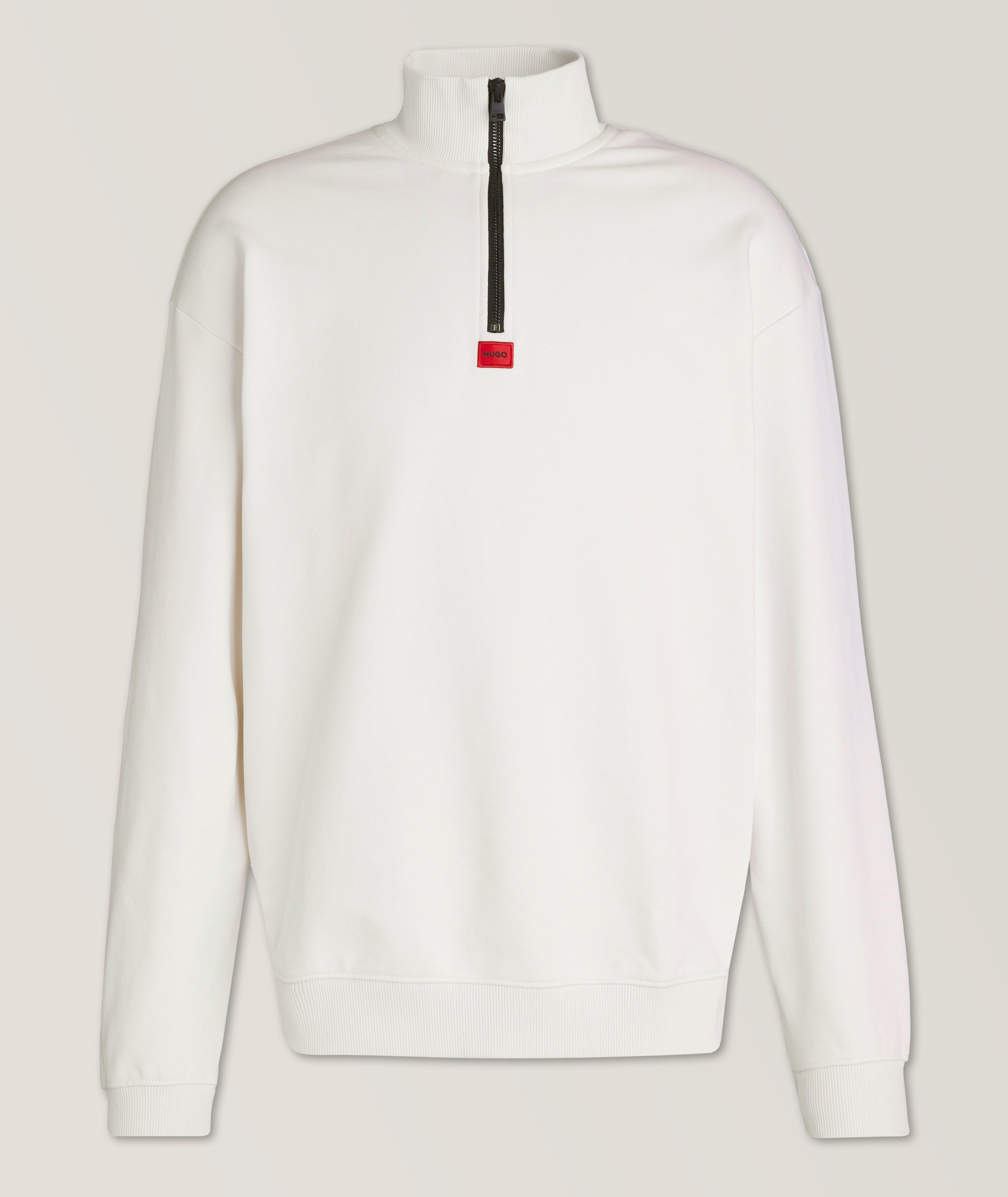 French Terry Cotton Quarter-Zip Sweater