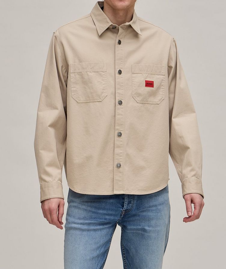 Embroidered Logo Patch Cotton Overshirt  image 1