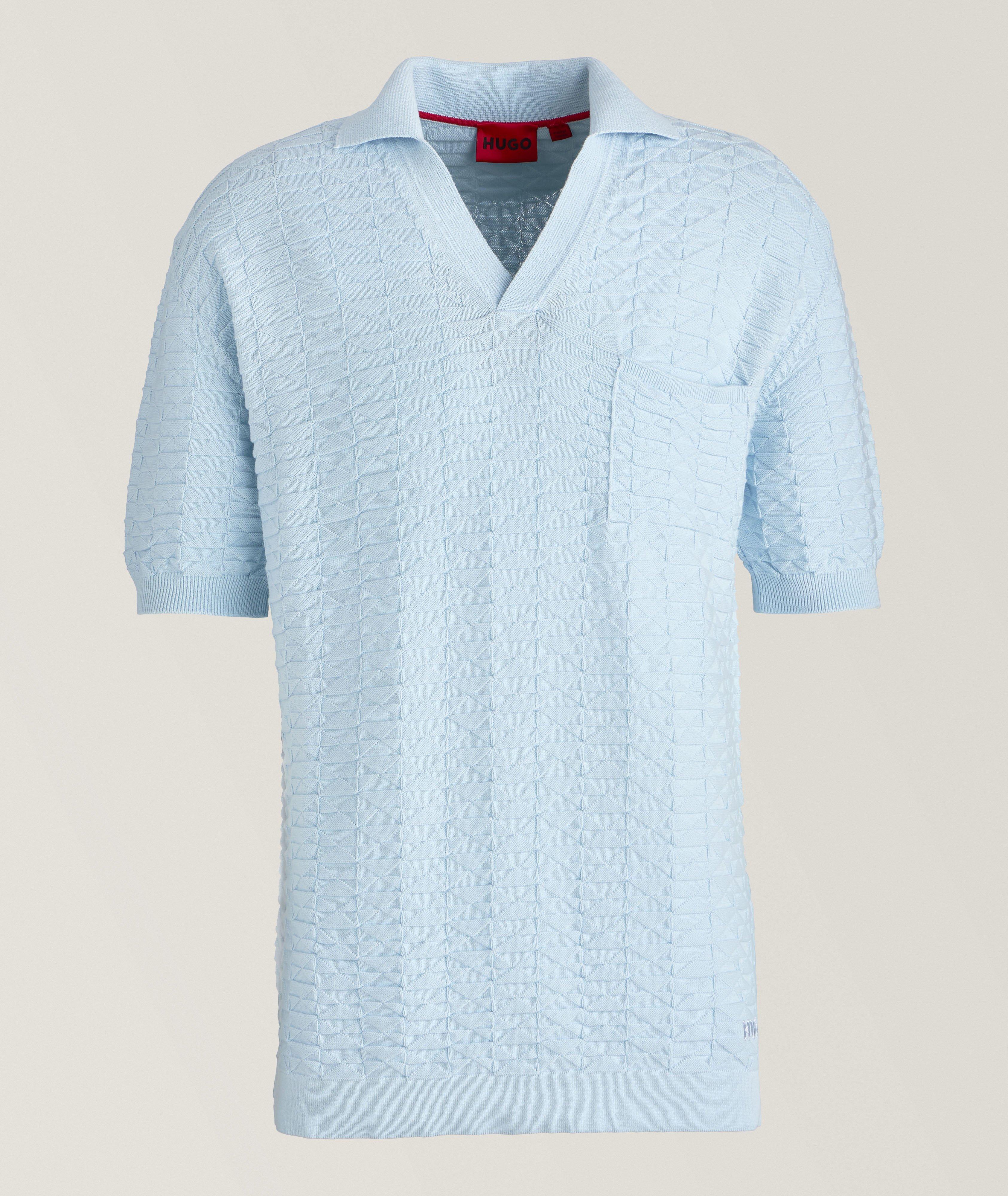 Textured Geometric Cotton Polo image 0