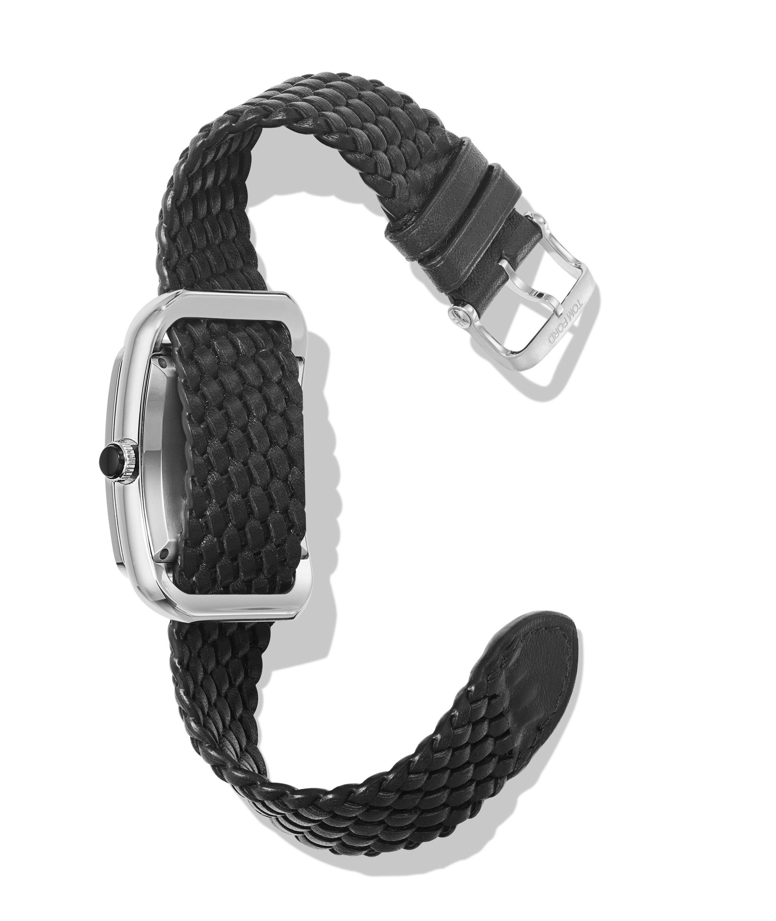 Chrome Dialed Braided Leather Watch image 2
