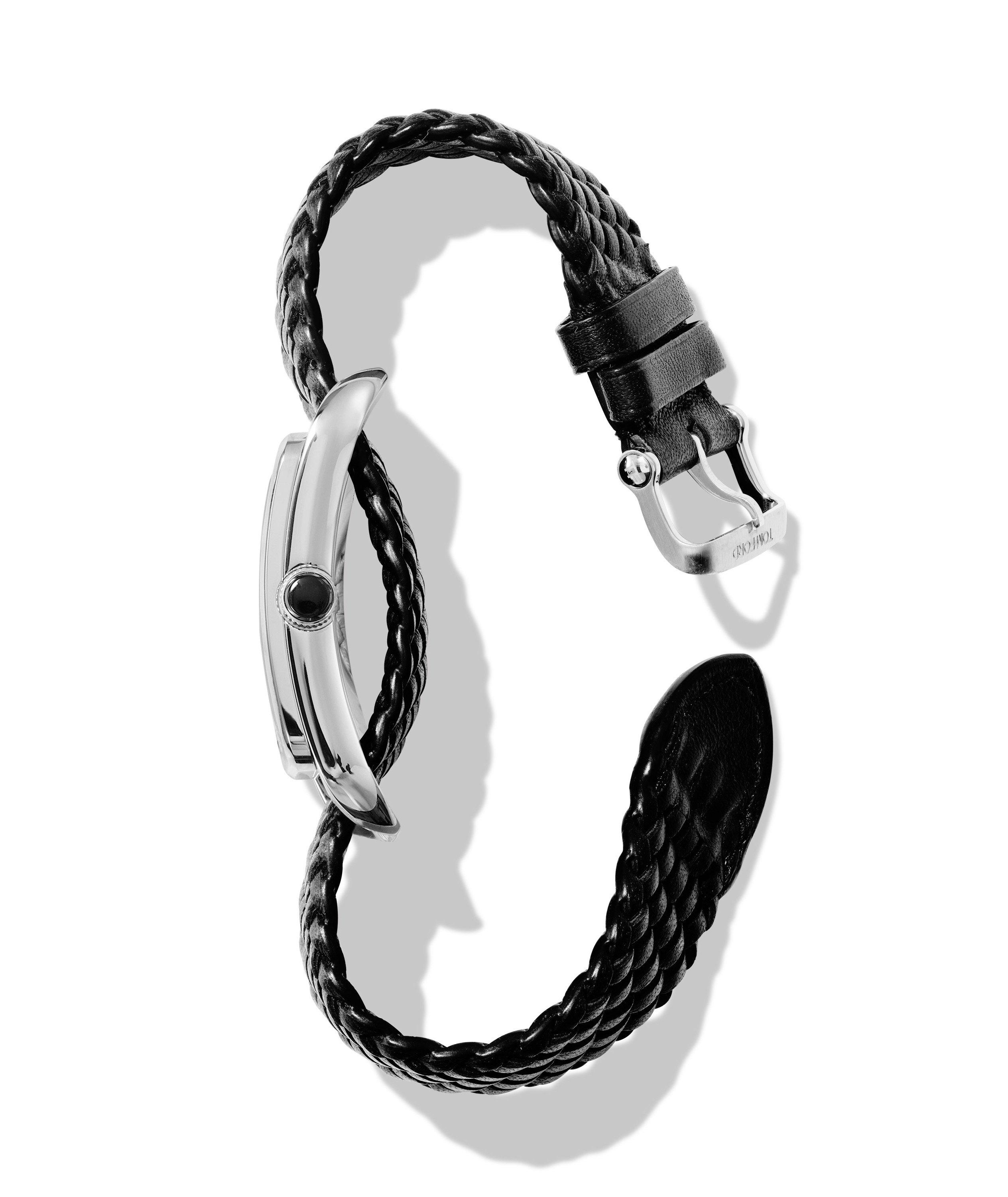 Chrome Dialed Braided Leather Watch image 3