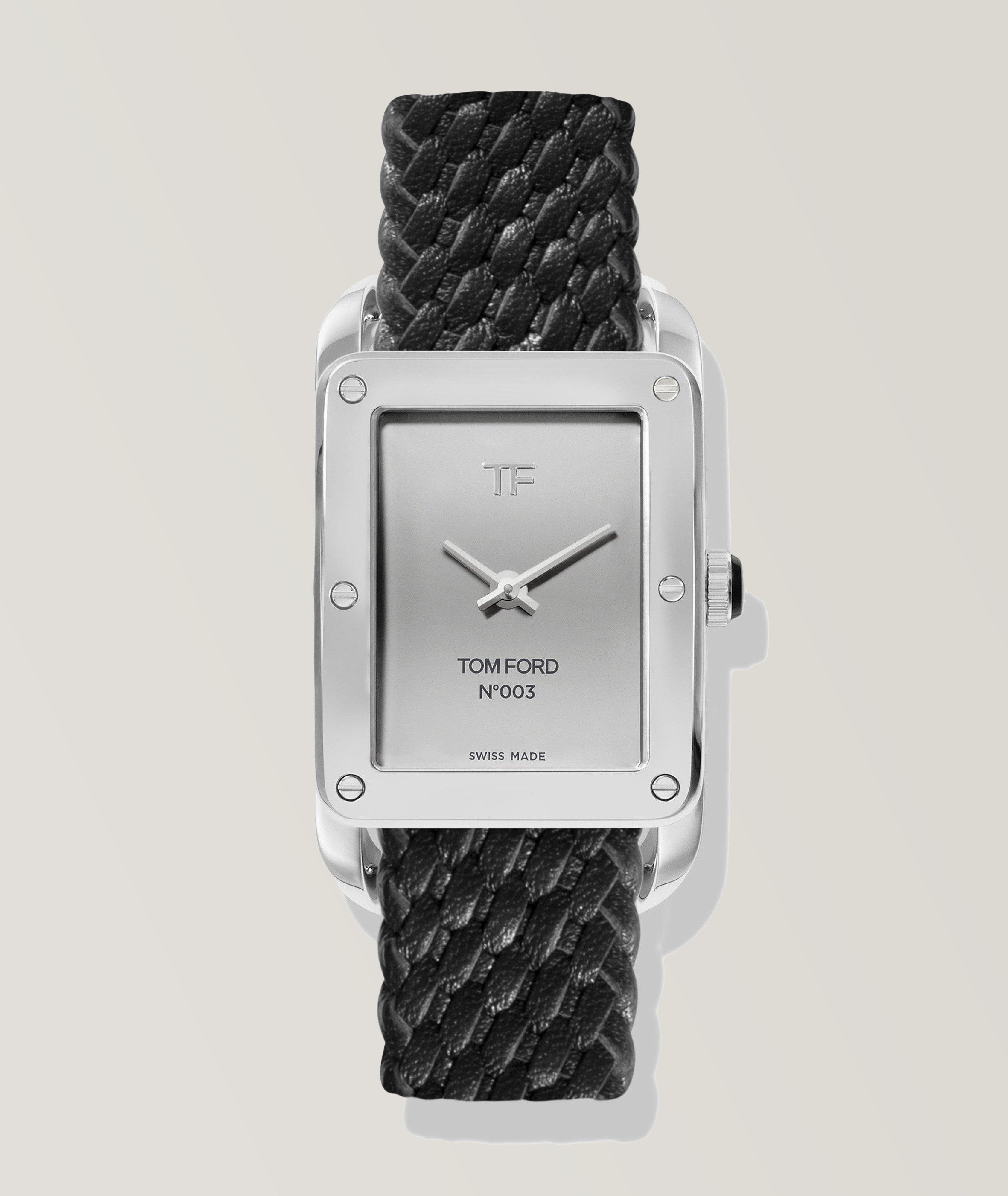 Chrome Dialed Braided Leather Watch image 0