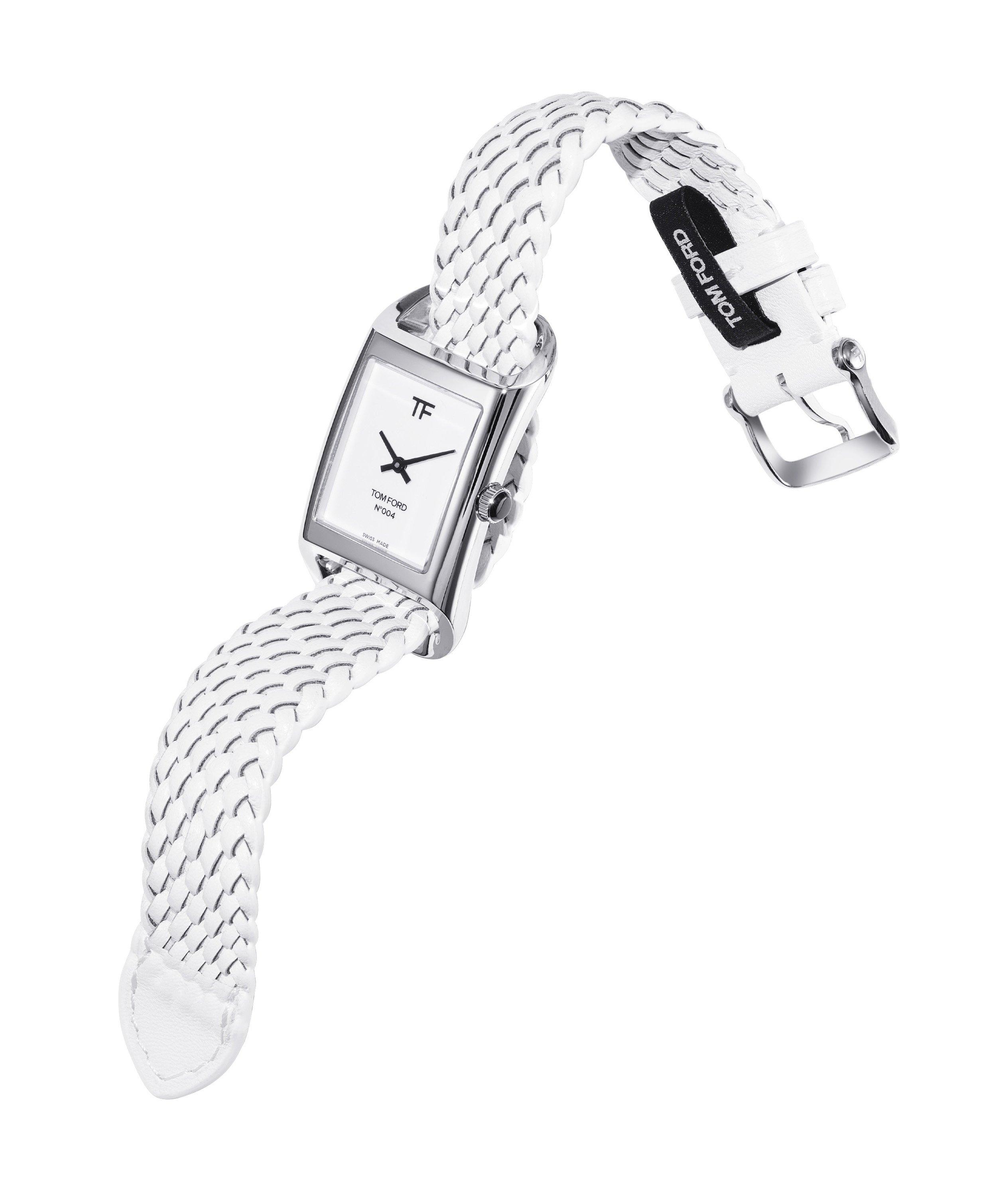 Montre avec bracelet en cuir tressé image 1