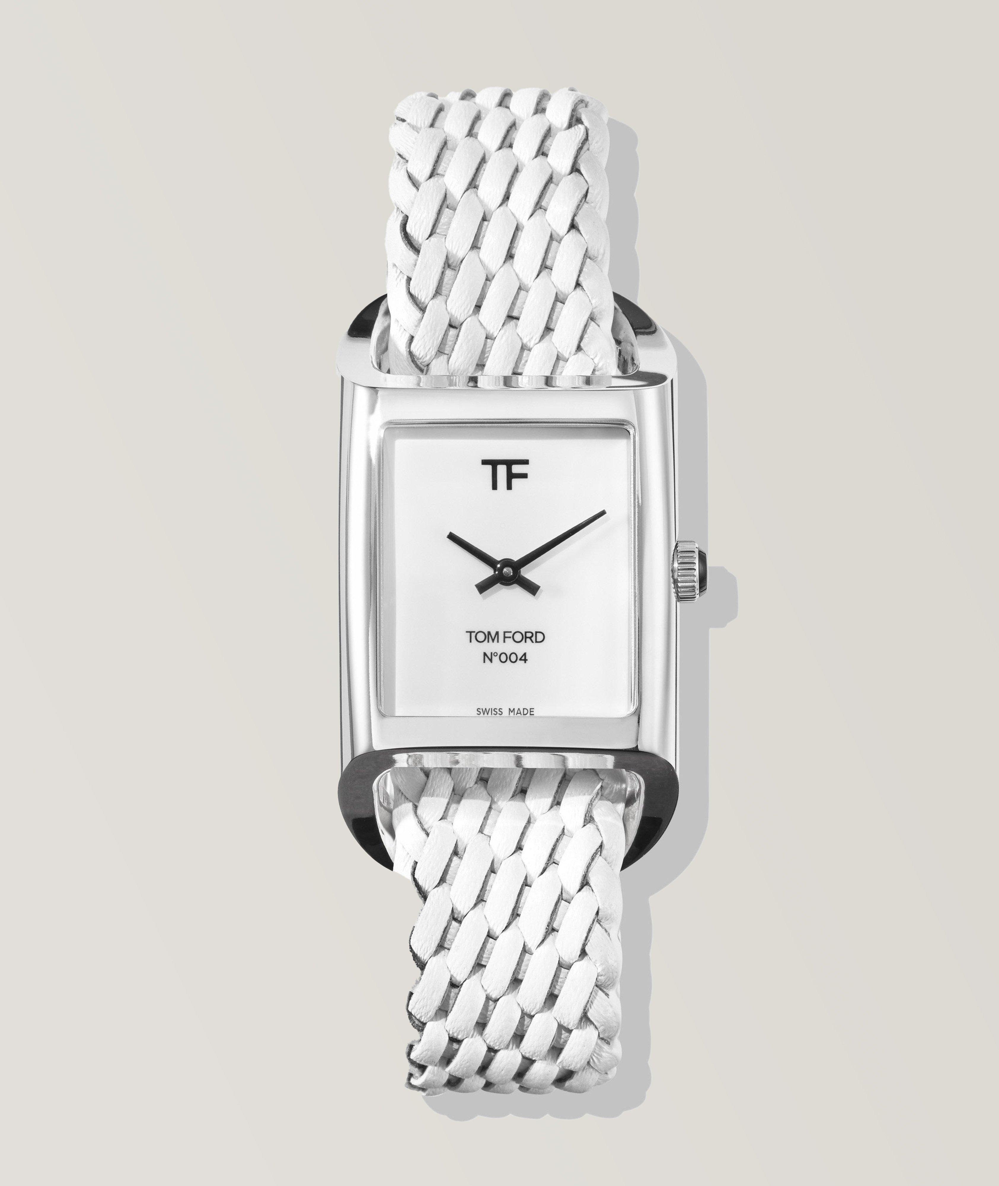 Montre avec bracelet en cuir tressé image 0