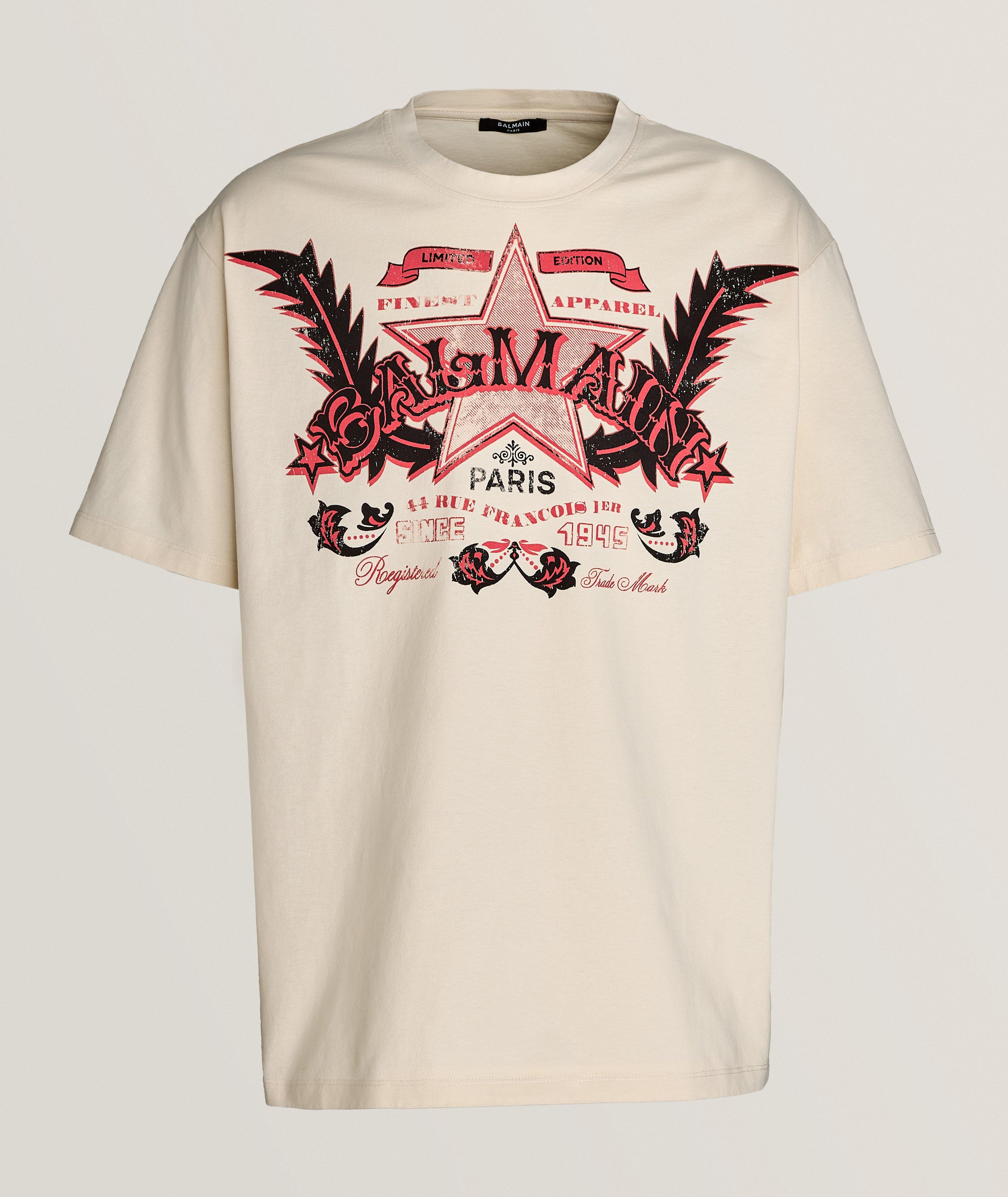 Balmain Western Traditional-Inspired Logo Cotton T-Shirt