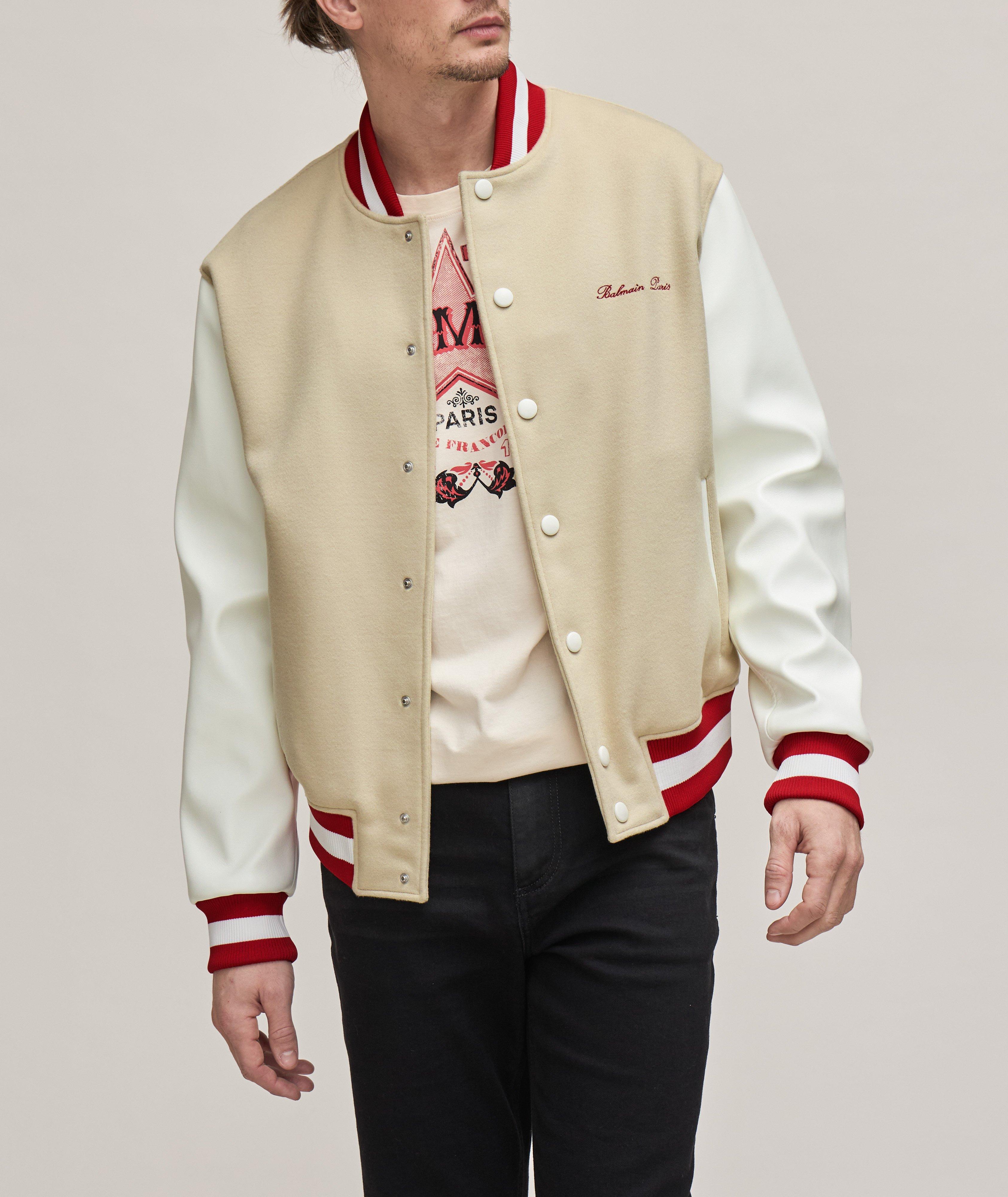 Embroidered Cursive Logo Letterman Jacket image 1