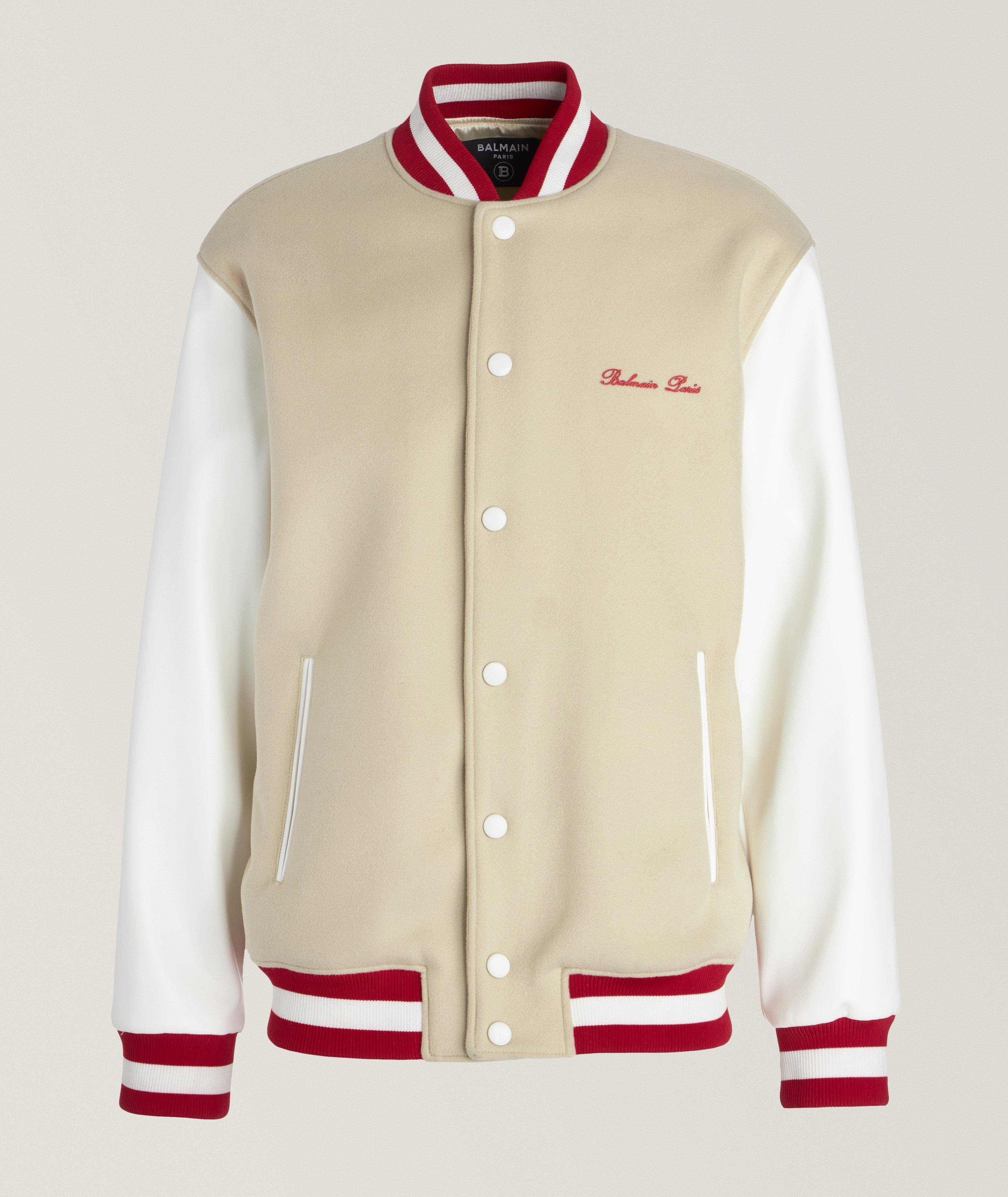 Embroidered Cursive Logo Letterman Jacket image 0