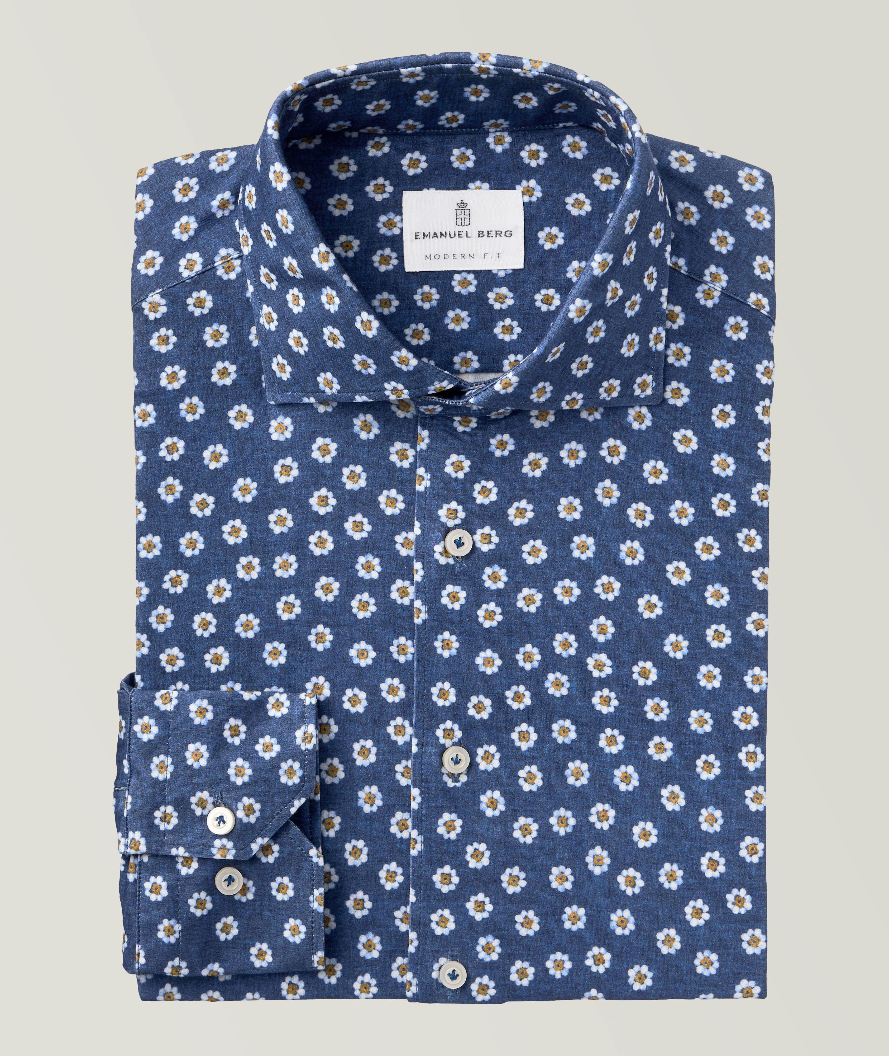 Floral Neat Modern 4-Flex Stretch Knit Shirt