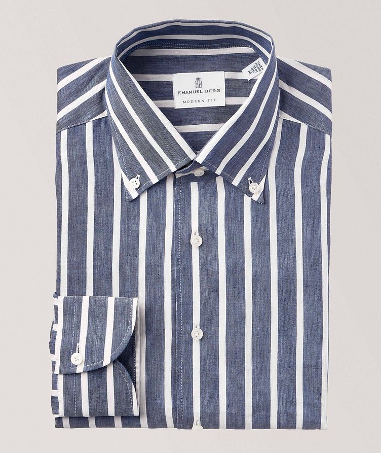 Striped Cotton-Lyocell Blend Dress Shirt image 0