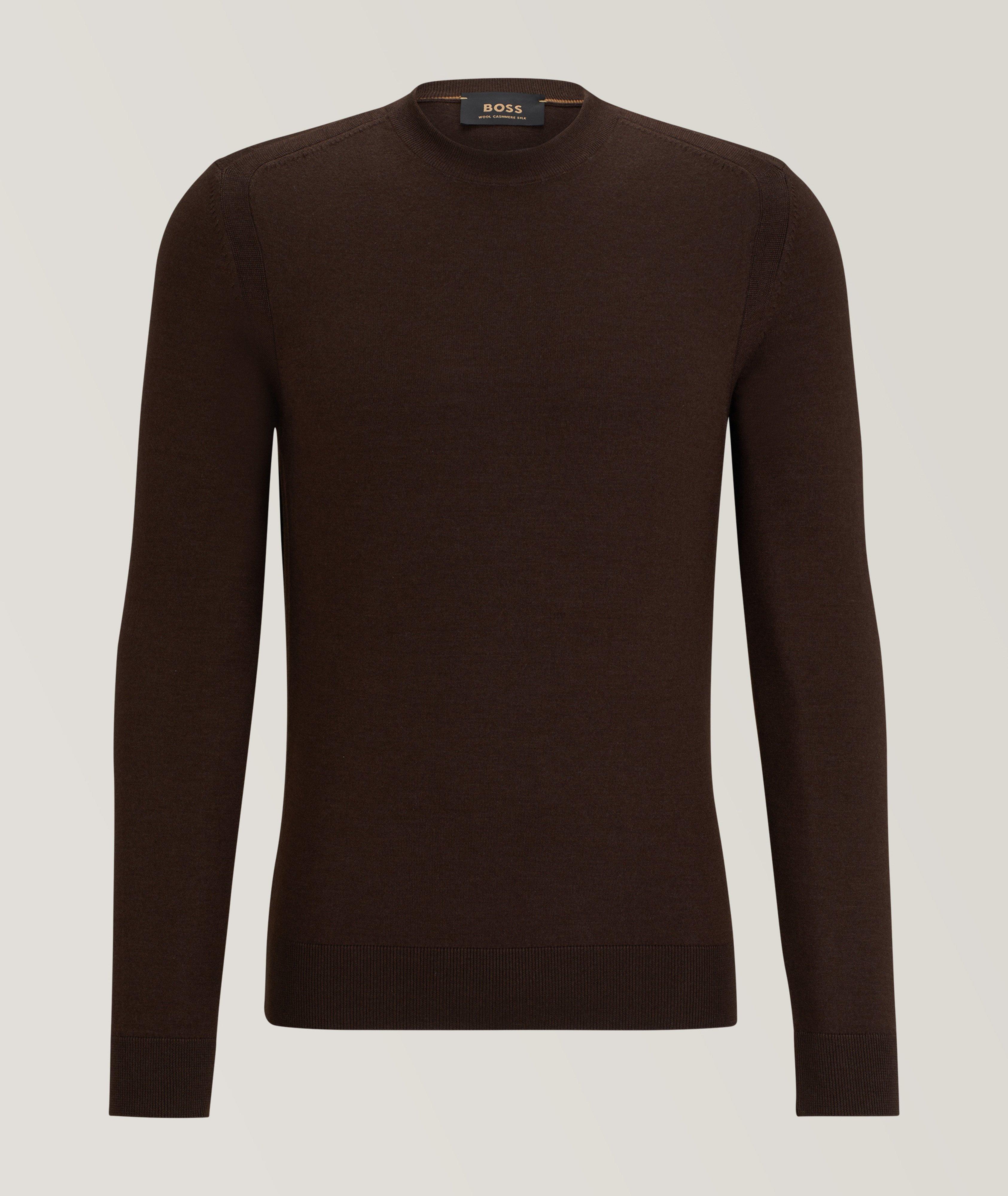 BOSS - Structured-knit sweater in virgin wool, silk and cashmere