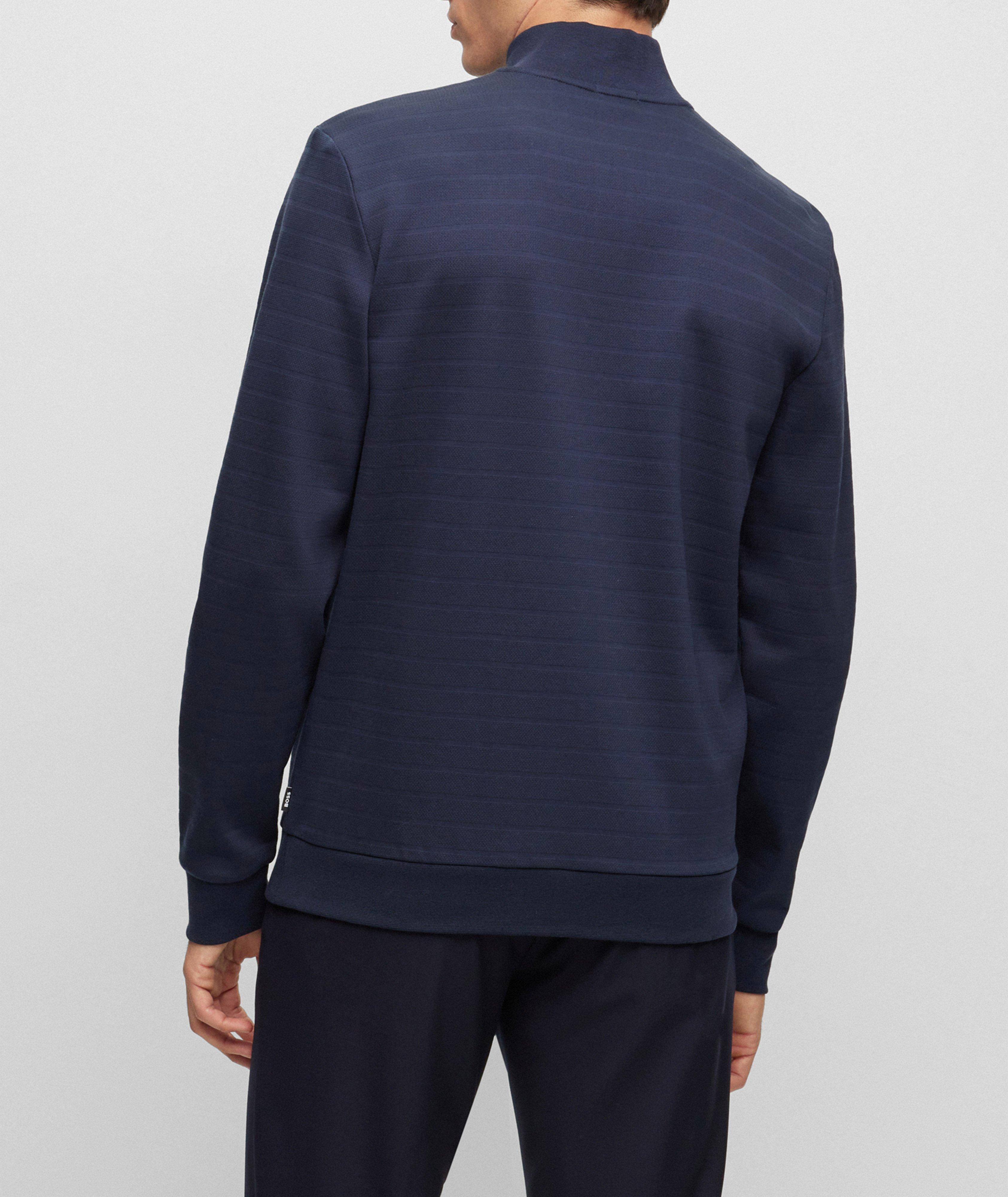 Mercerized Cotton Jacquard Quarter-Zip Sweater image 2