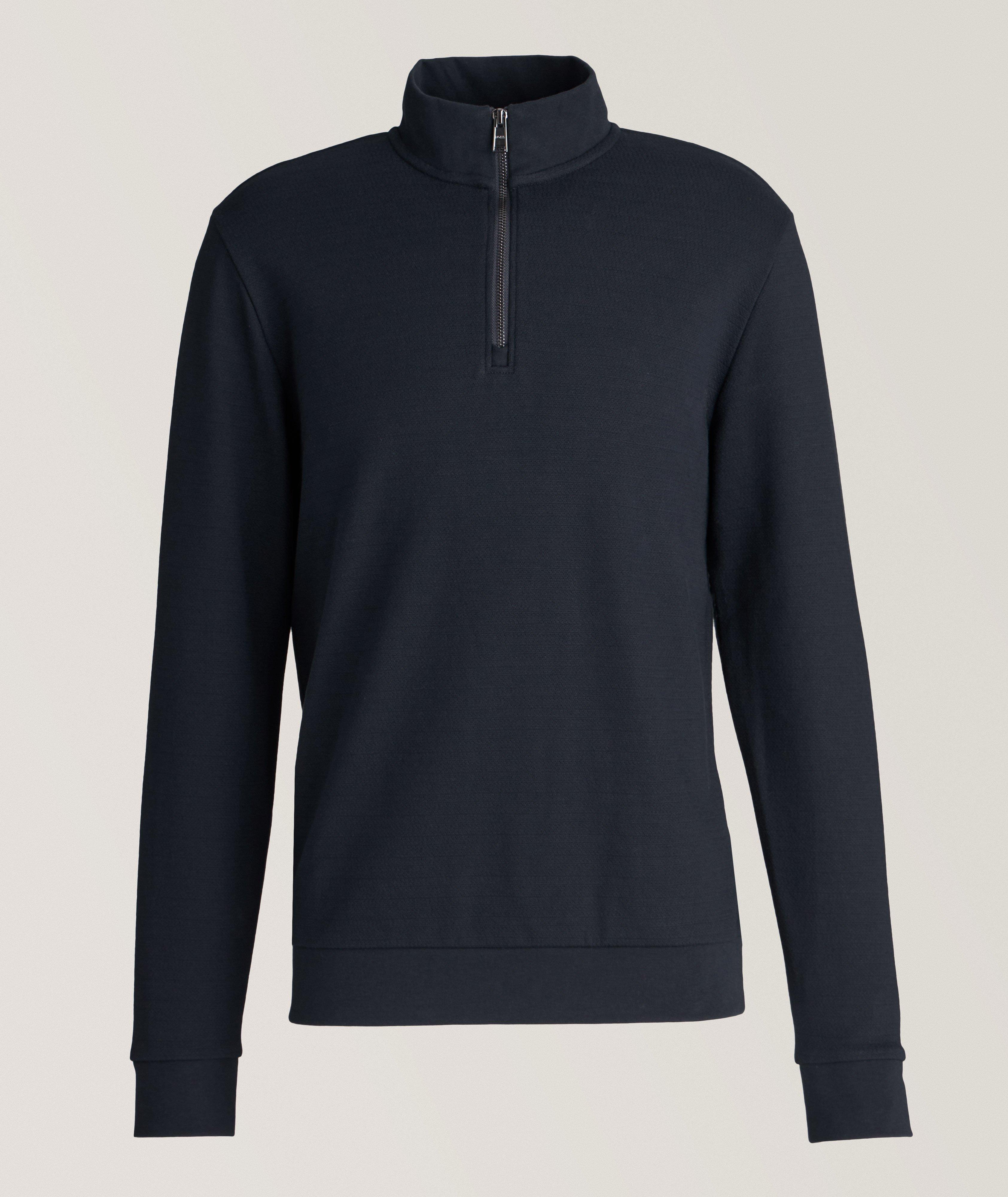 Mercerized Cotton Jacquard Quarter-Zip Sweater image 0